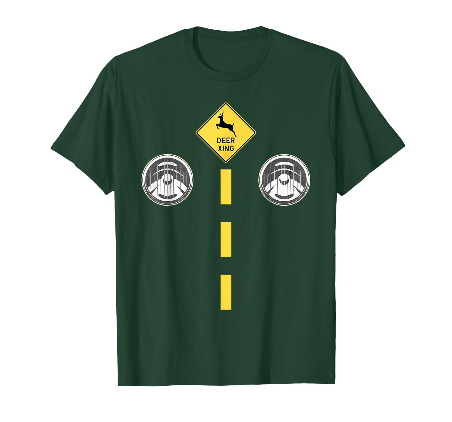 Deer Headlights with Road Markings Couples Costume Halloween T-Shirt