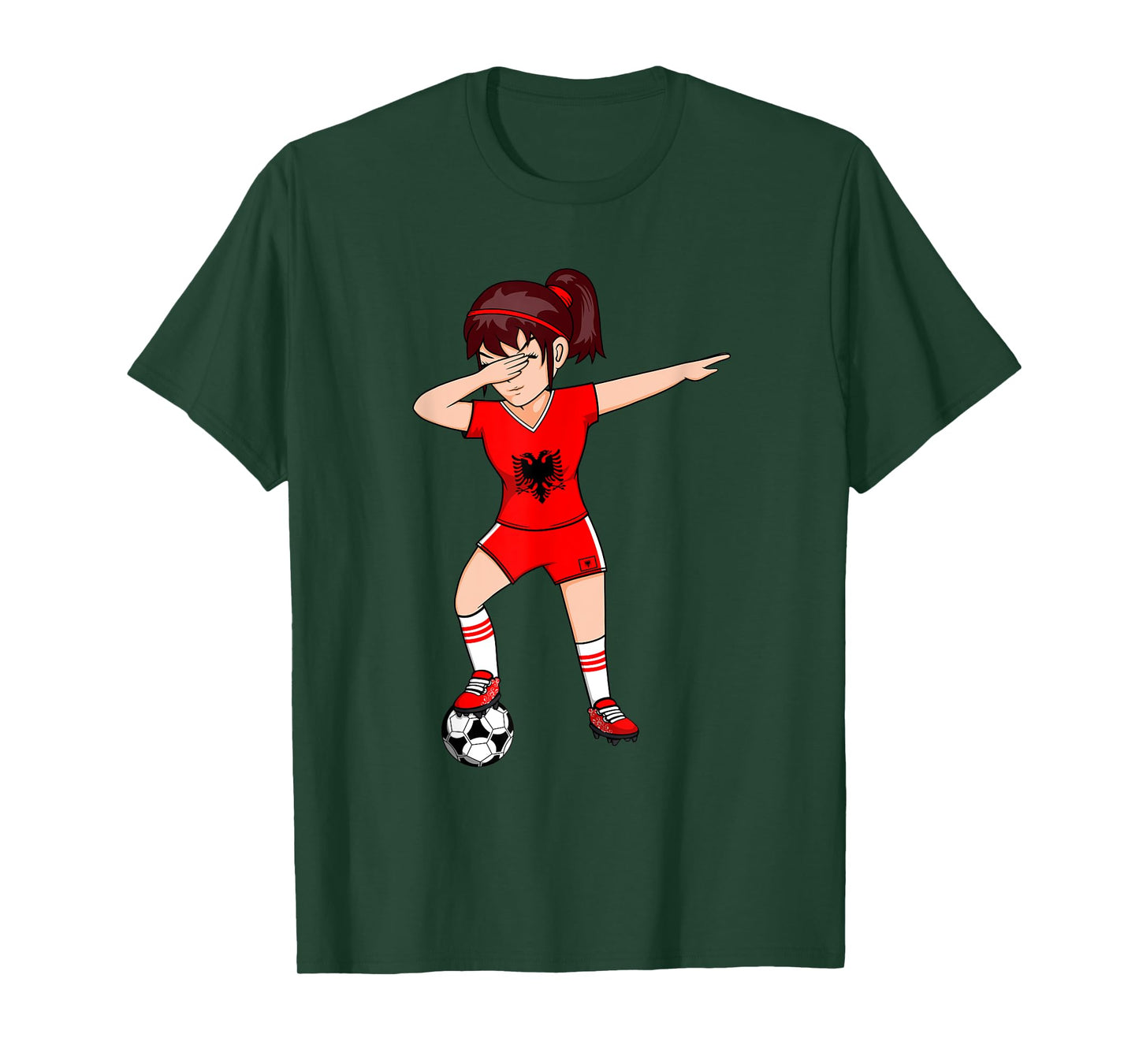Dabbing Soccer Girl Albania Jersey Albanian Football Lovers T-Shirt