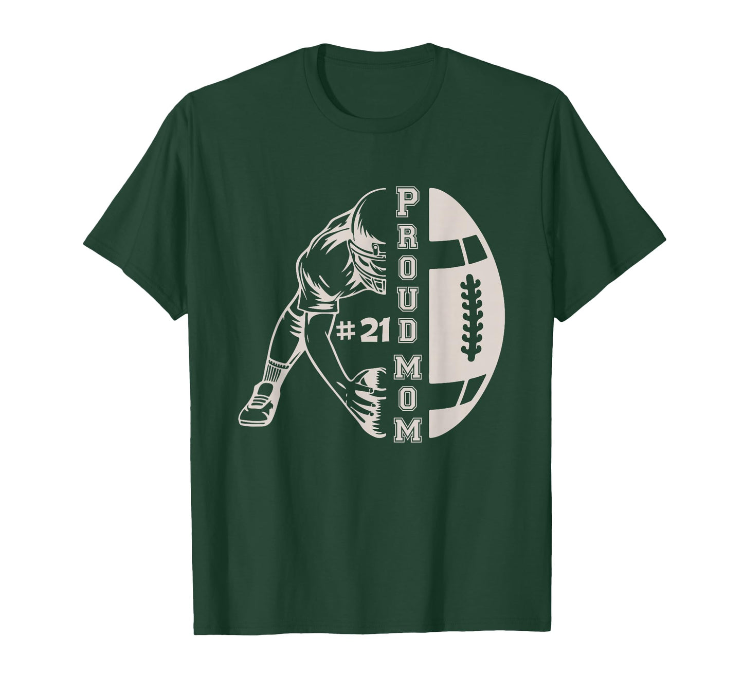Customized Proud Football Mom Number 21 Player Game Day T-Shirt