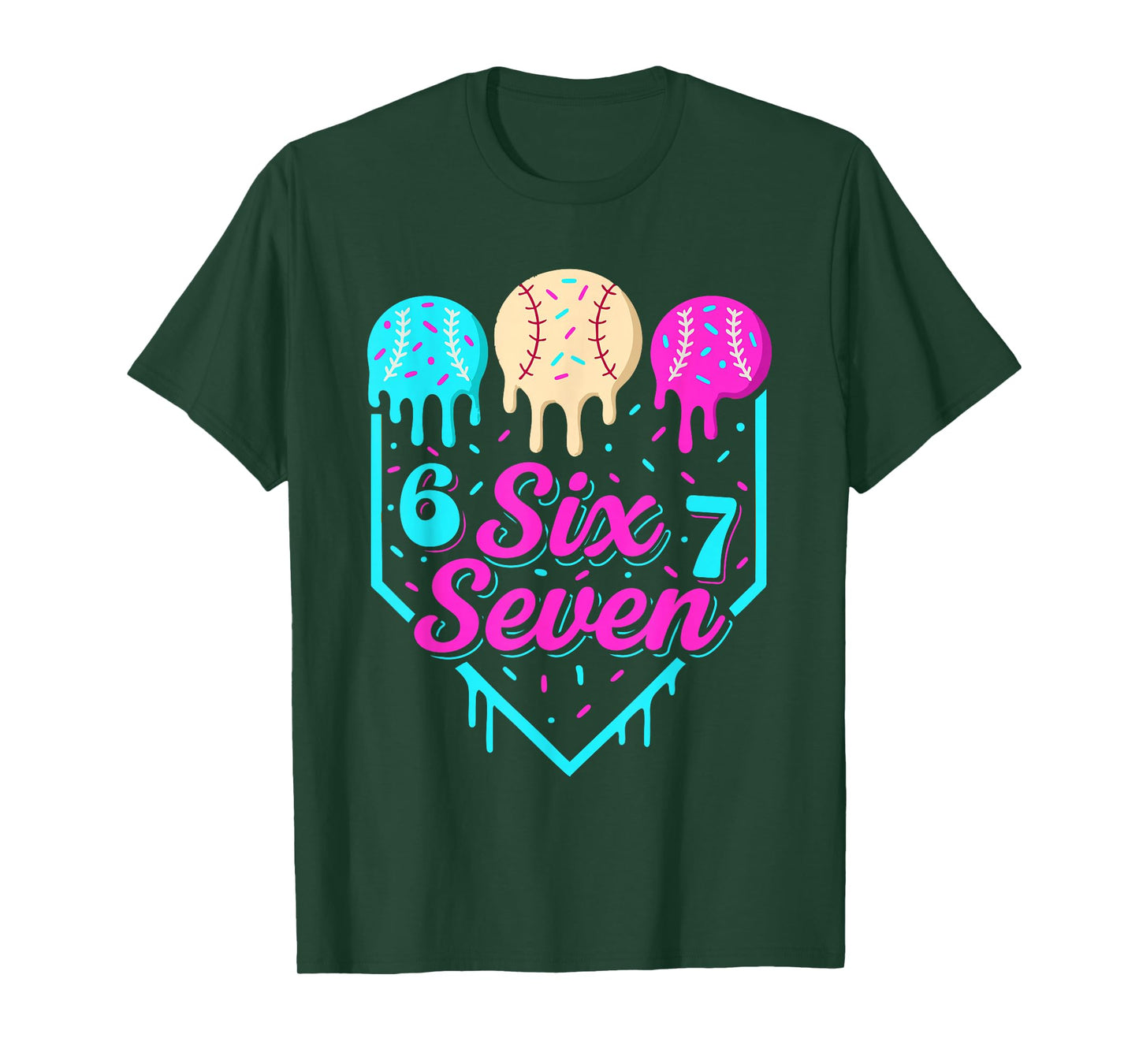 67 Ice Cream Baseball Drip Home Plate Six Seven 6 7 Meme Kid T-Shirt