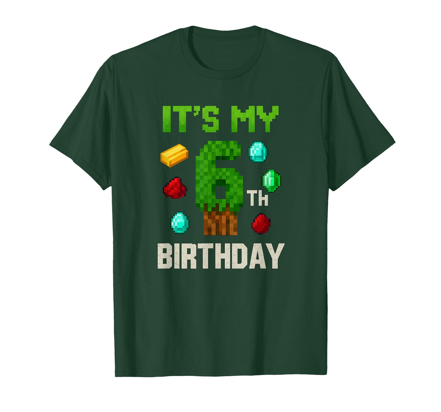 Pixelated Level 6 Birthday Gamer Kids Pixel Art Design T-Shirt