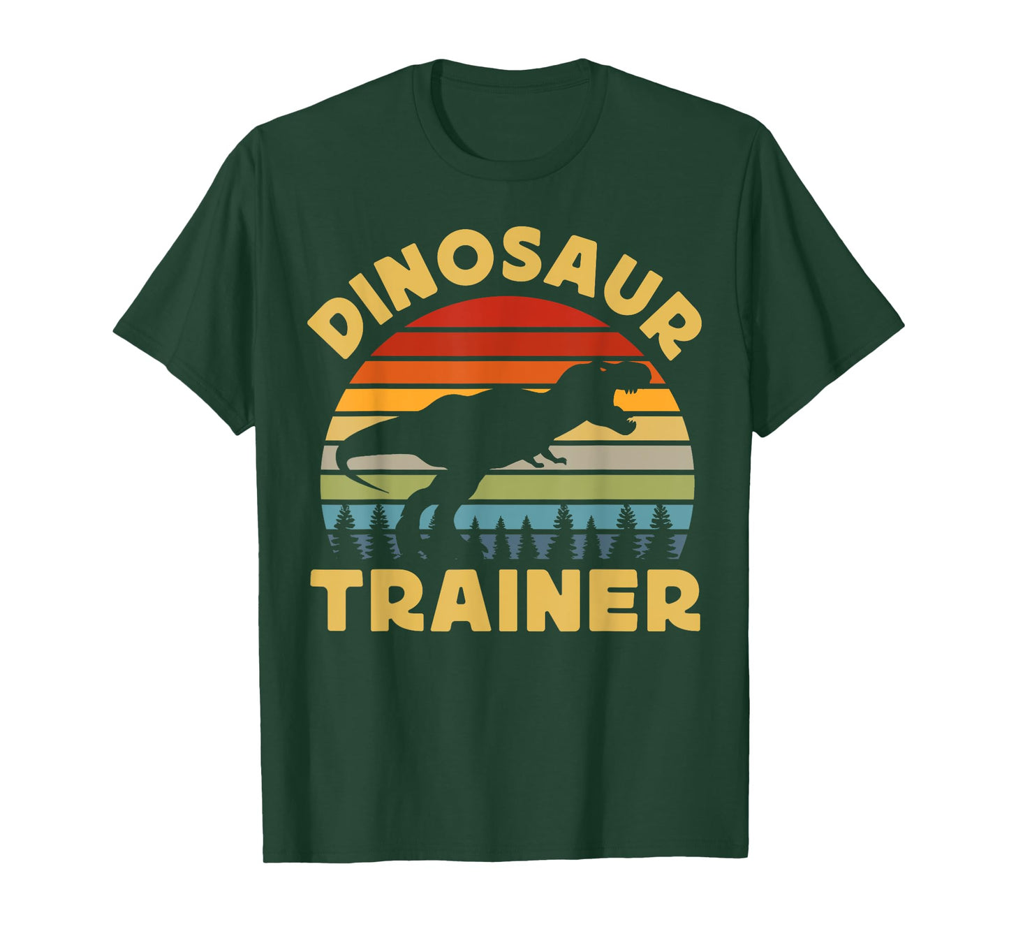 Dinosaur Trainer Halloween Costume Retro Sunset Dino Outline T-Shirt