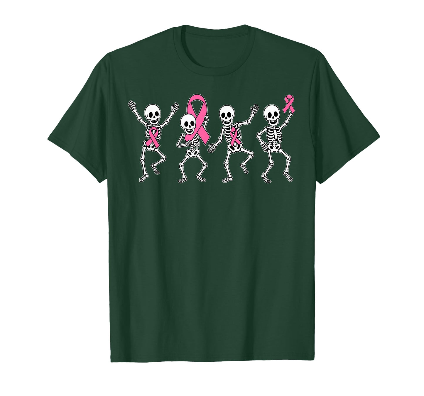 Pink Ribbon Breast Cancer Awareness Skeleton Boys Men Kids T-Shirt