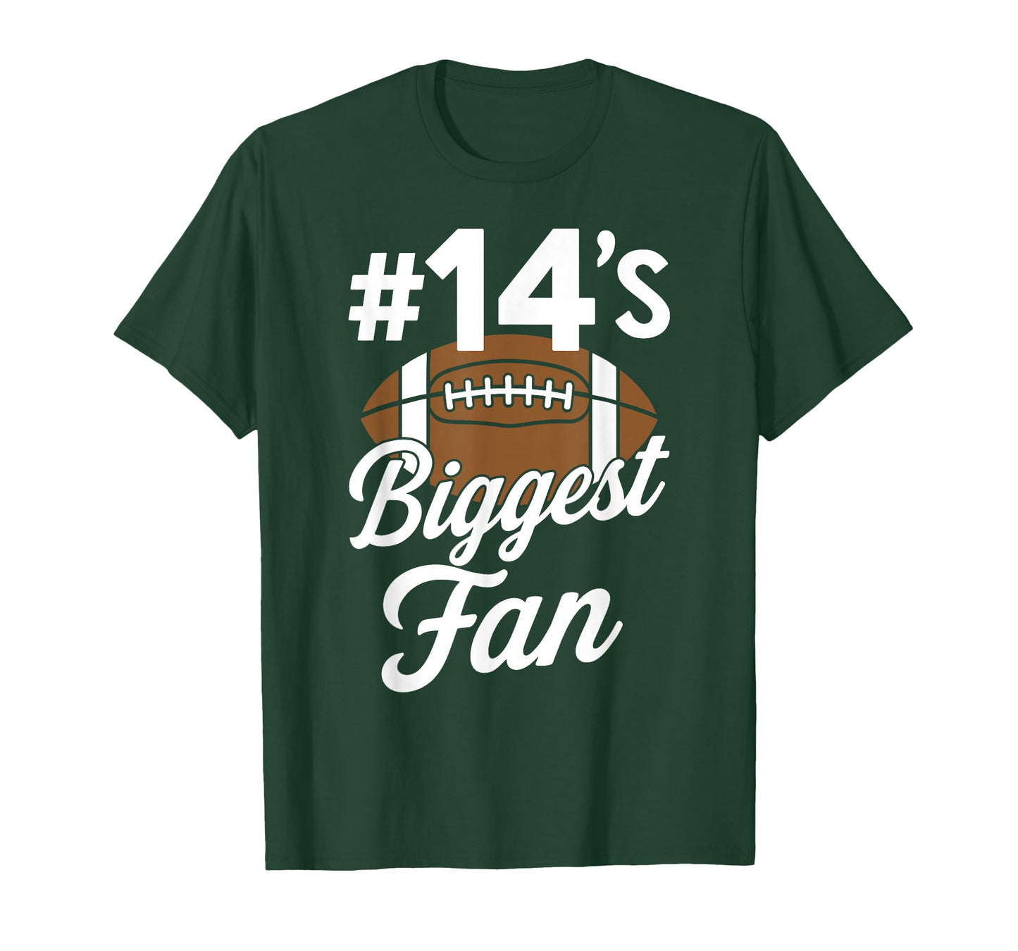 Number 14 Biggest Fan Football Mom Woman Supporter Son Cheer T-Shirt