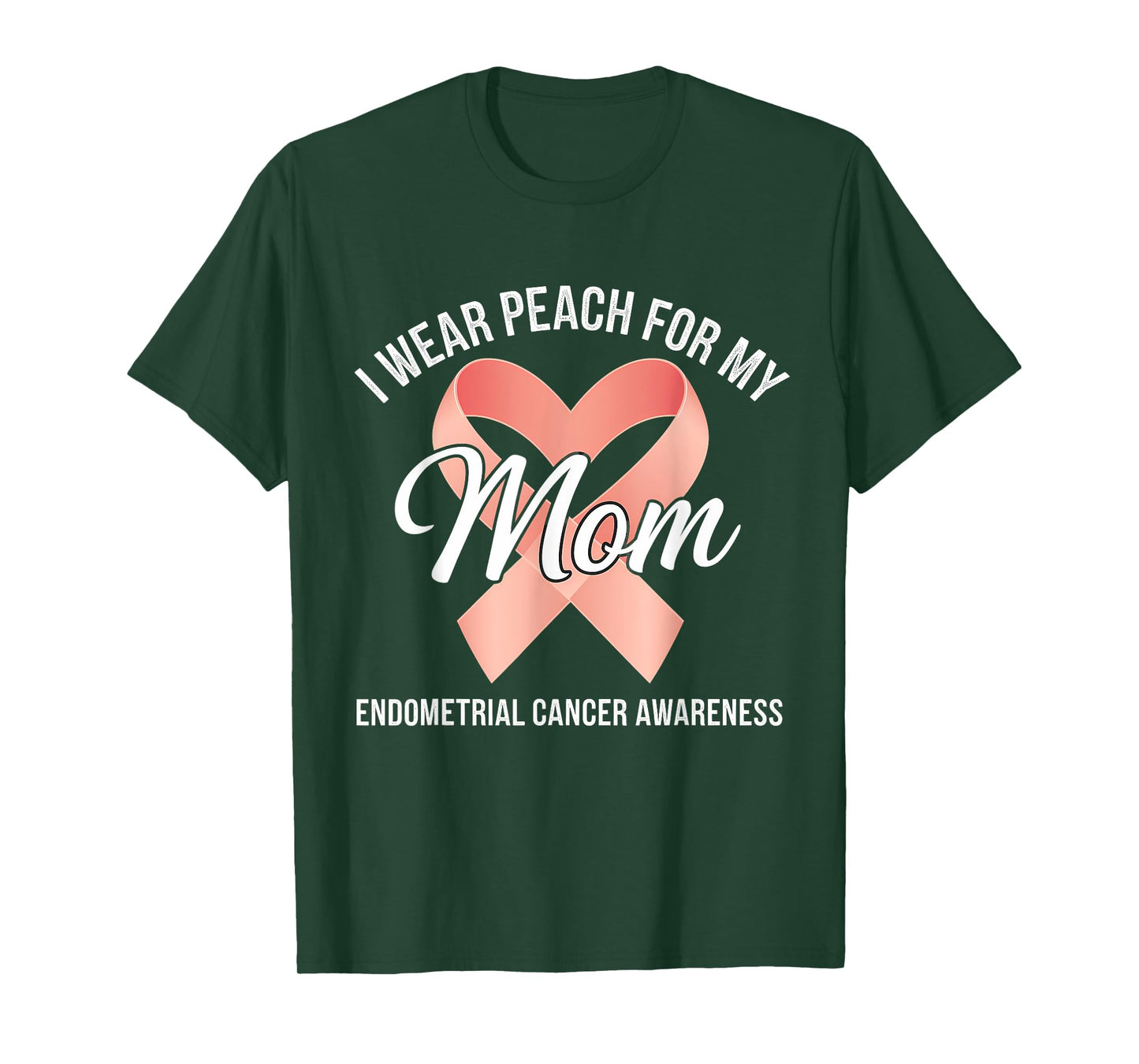 Endometrial Cancer Awareness Peach Ribbon T-Shirt