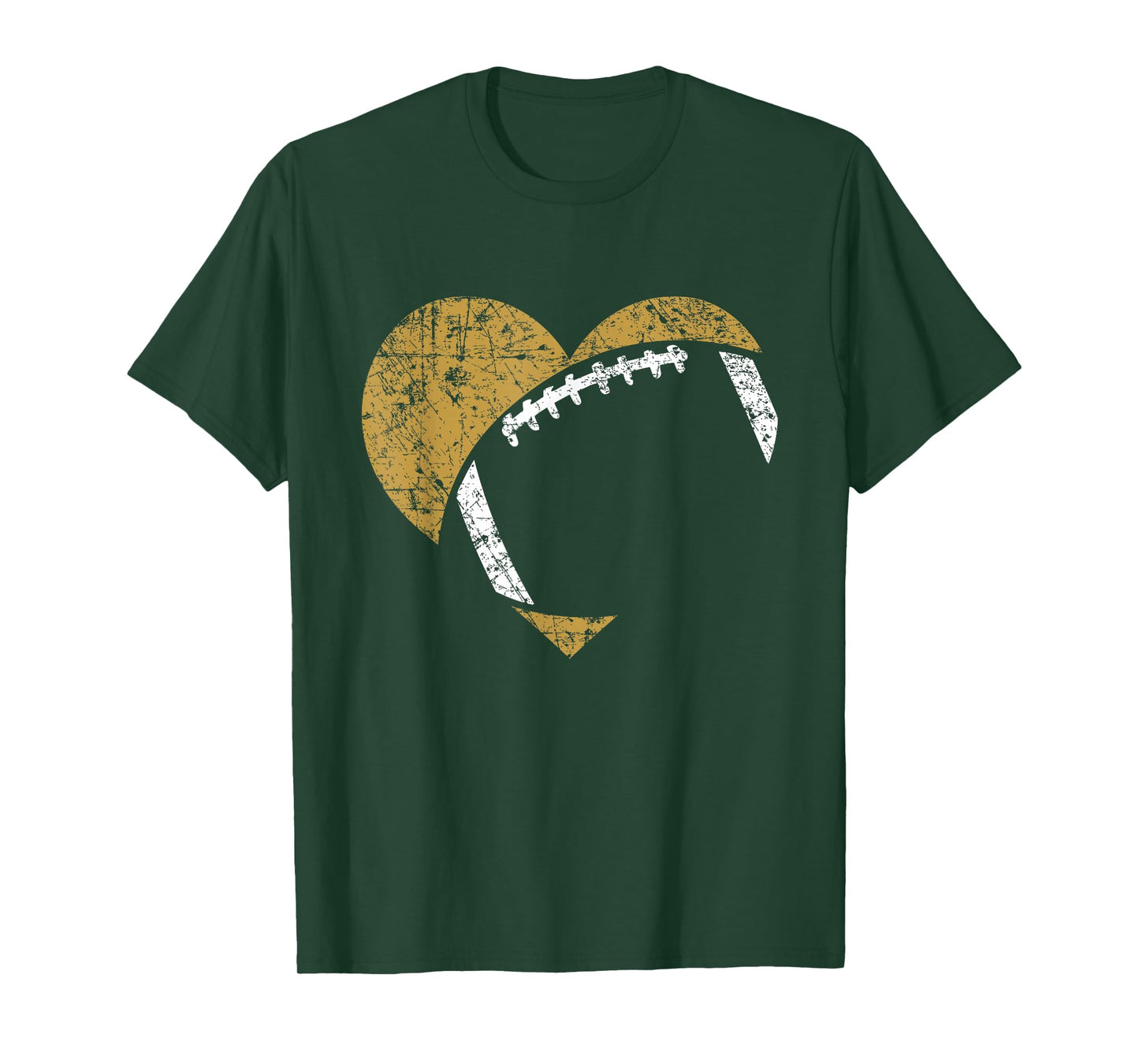 Football Heart Cutout Gold White Team Game Gift T-Shirt