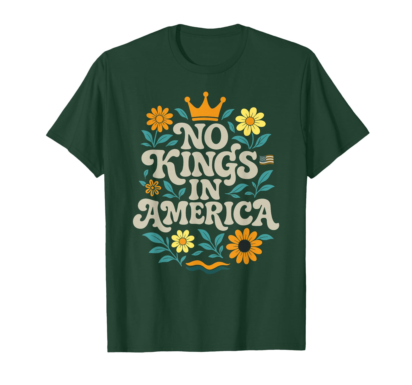 No King In American Retro Floral 70s Democracy Women T-Shirt