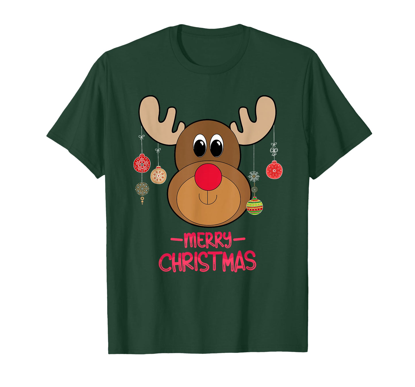 Rudolph Red Nose Reindeer Cute Santa Christmas T-Shirt