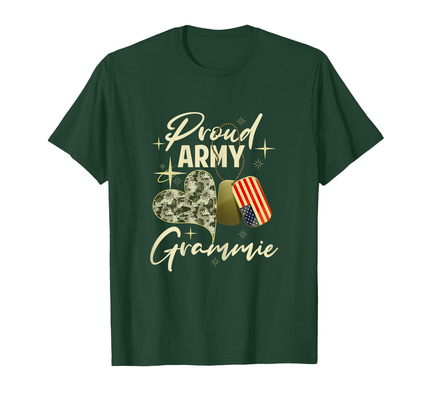 Proud Army Grammie Camouflage Mother's Day Dog Tag US Flag T-Shirt for Women