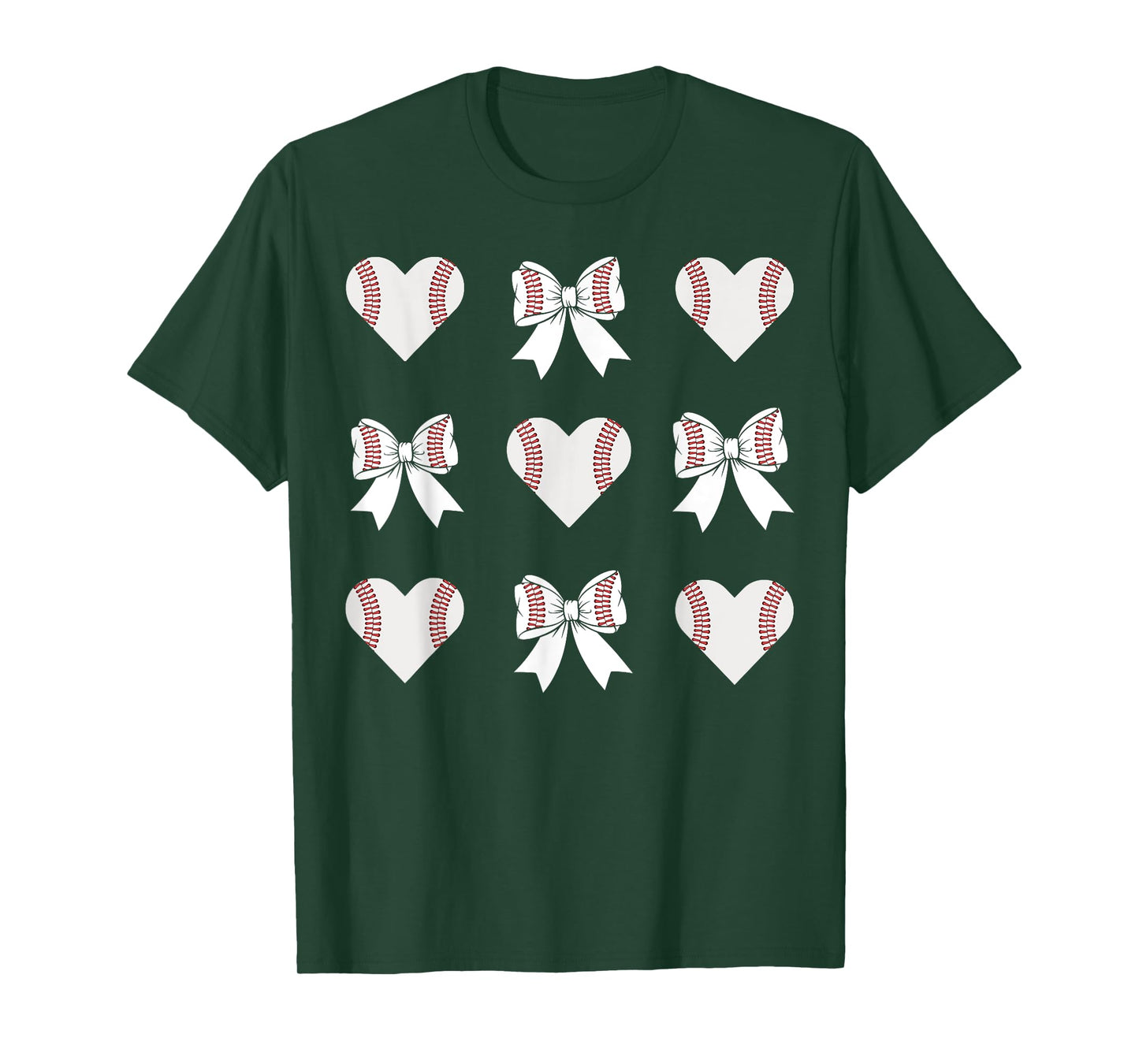 Baseball Mom Heart with Coquette Bow Mother's Day T-Shirt