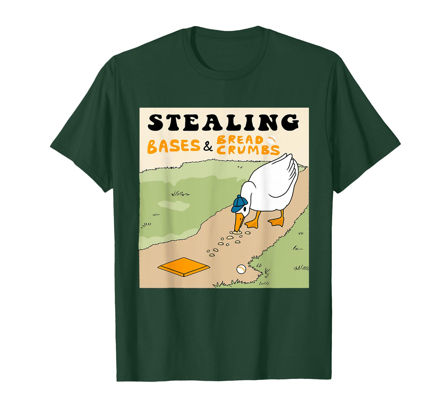 Stealing Bases And Bread Crumbs Baseball Goose T-Shirt