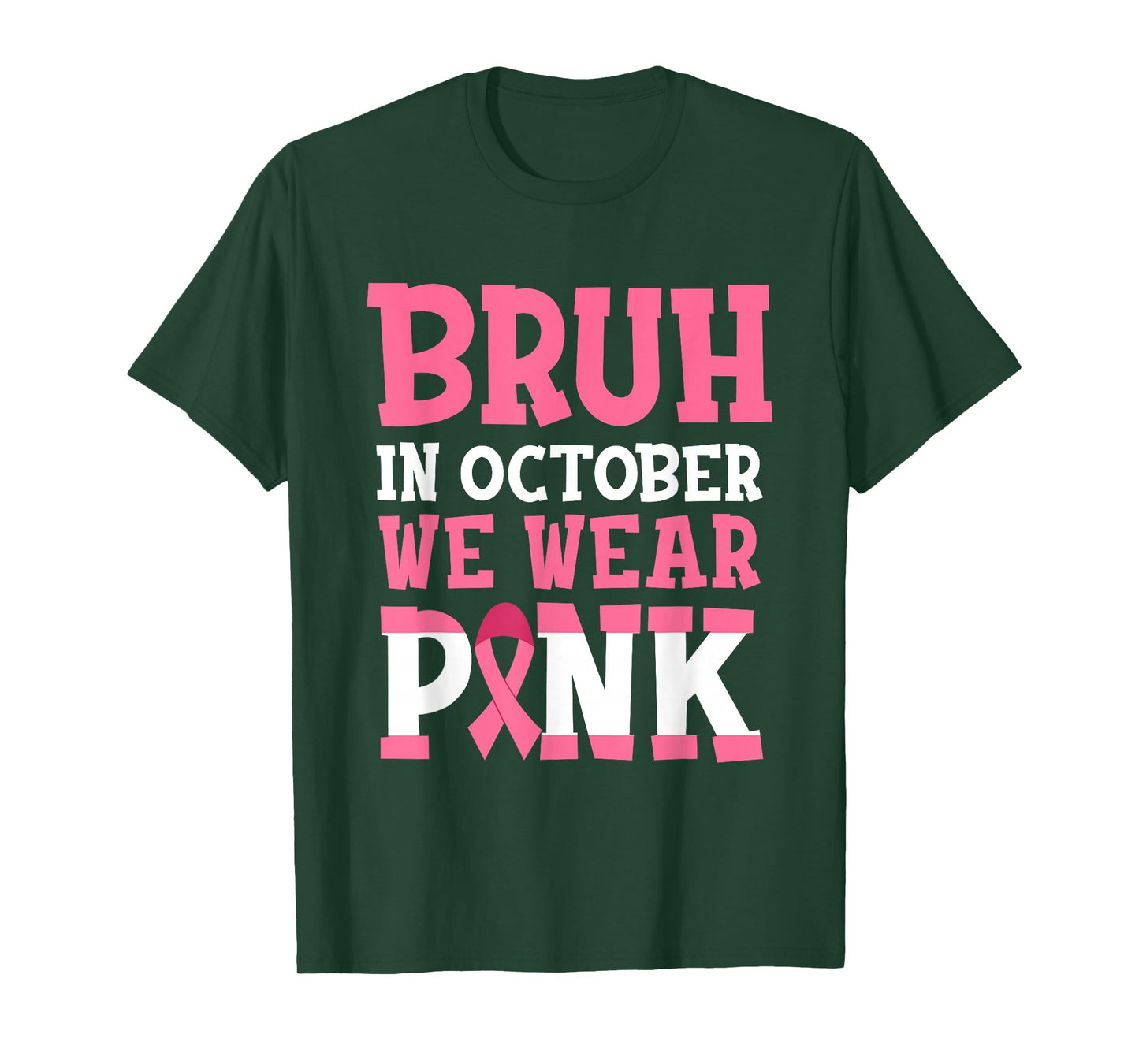 Bruh in October Wear Pink Breast Cancer for Kids Boys Outfit T-Shirt