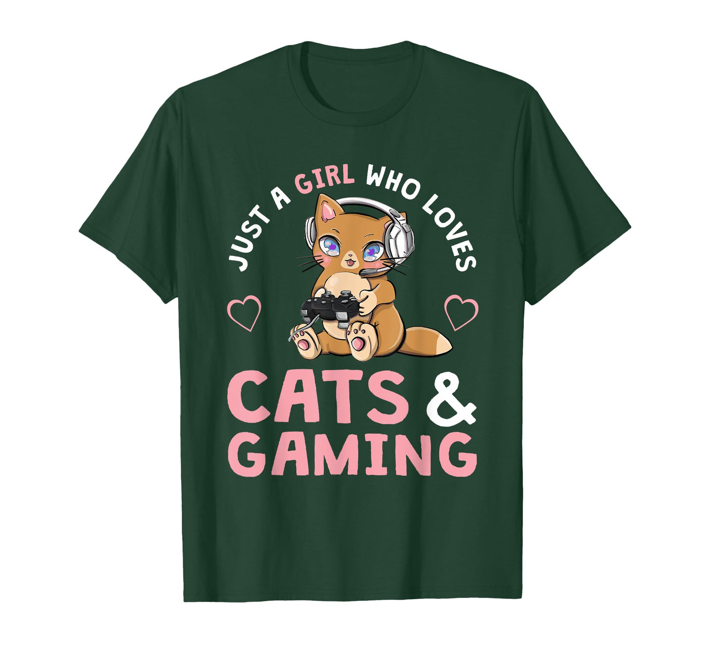 Just A Girl Who Loves Cats And Gaming Cute Gamer Cat T-Shirt