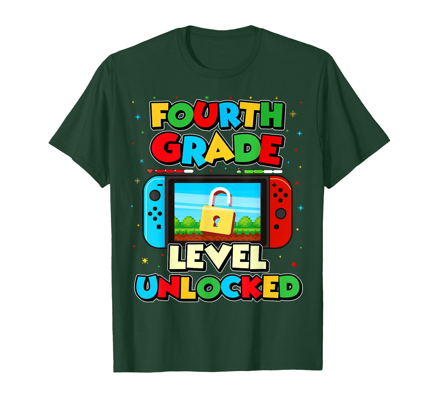 4th Grade Level Unlocked Video Gamer Boy Kids Back To School T-Shirt