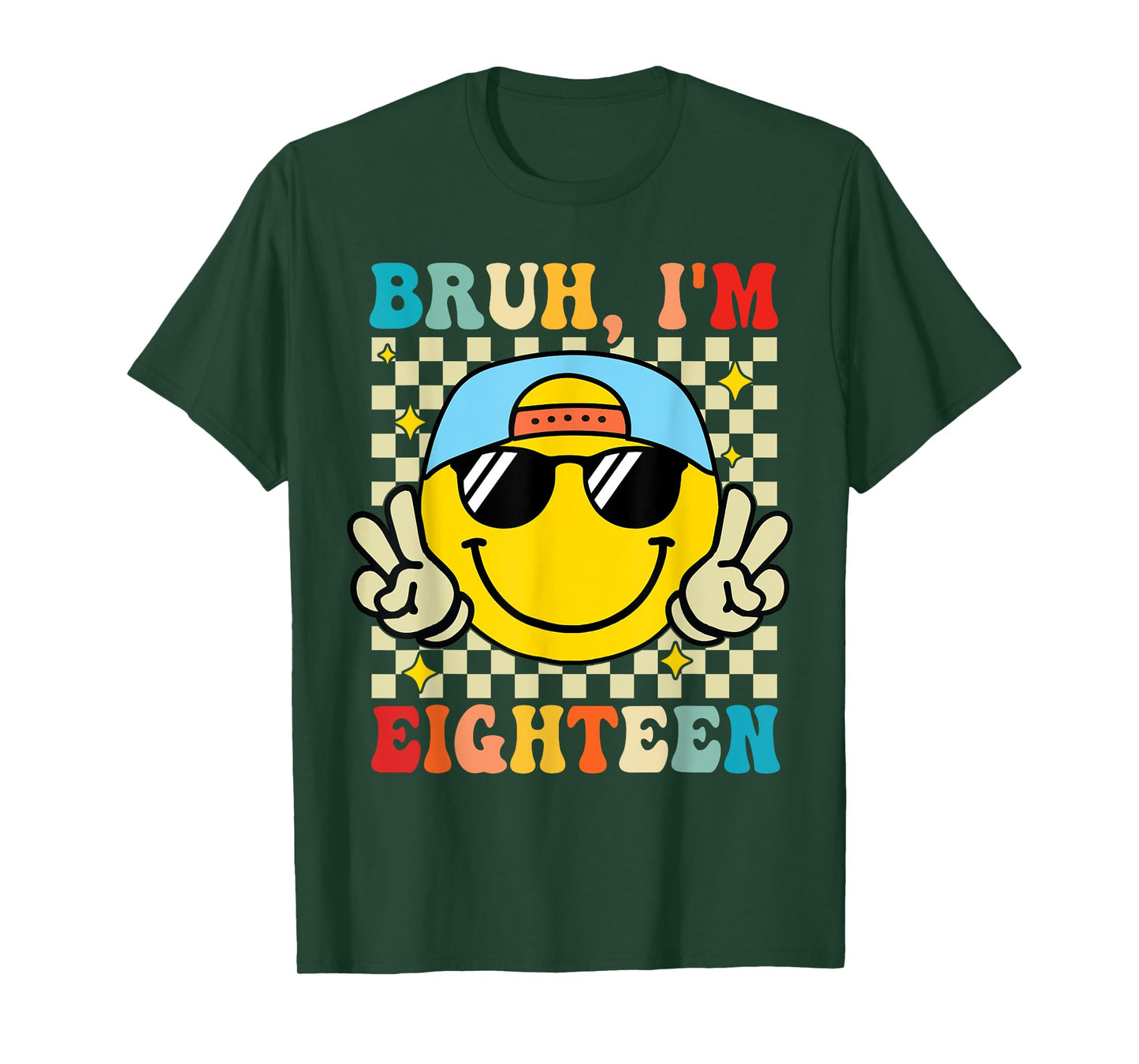 Bruh I'm Eighteen 18 18th Birthday Groovy Boys 18 Years Old T-Shirt