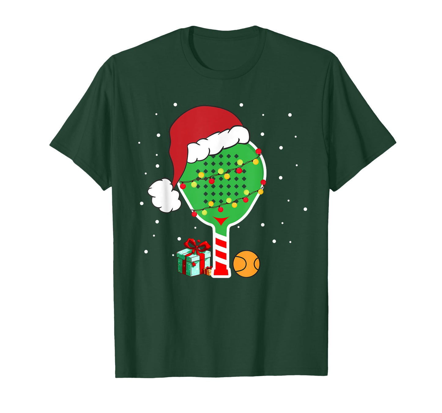Padel Paddle Tennis Racquet Ball Christmas Santa Hat Funny T-Shirt