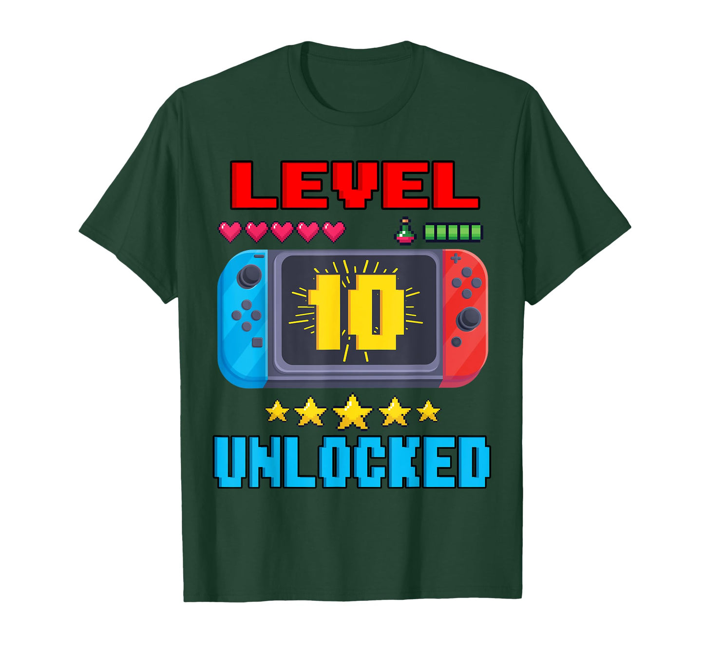 10th Birthday Boy Level 10 Unlocked Video Gamer Birthday T-Shirt