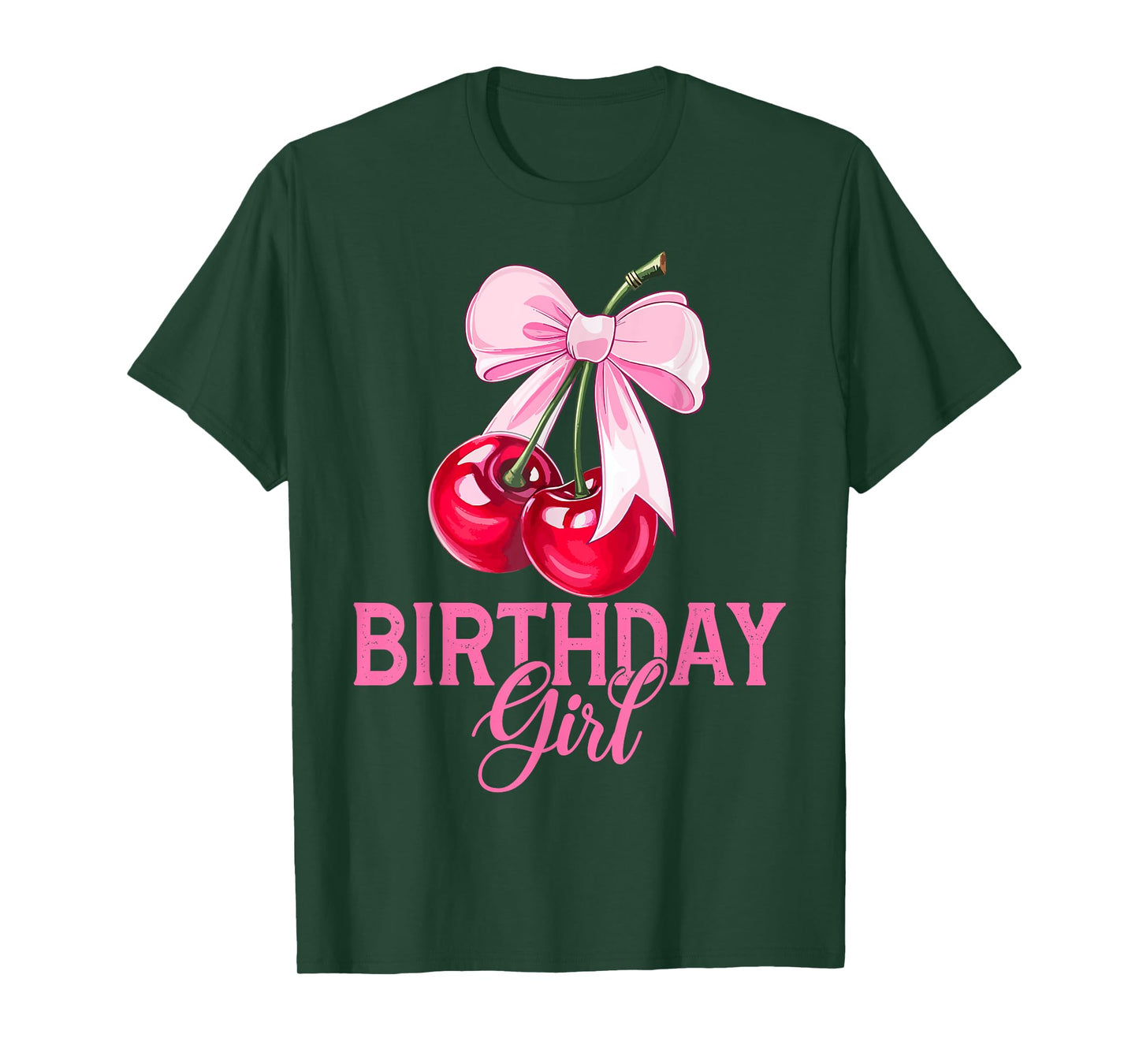 Birthday Girl Cherry Coquette Bow Cute Bday Women T-Shirt