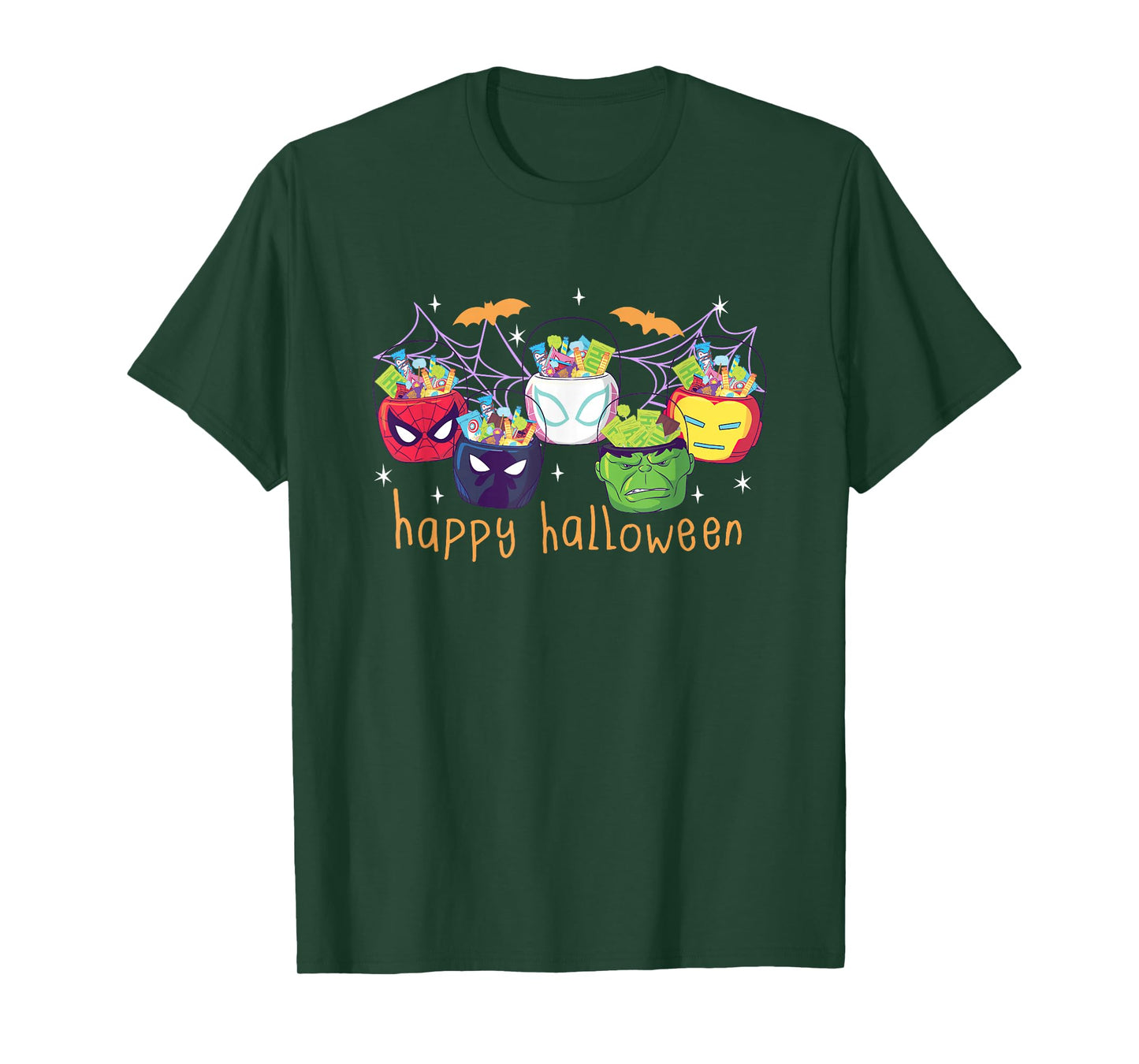 Marvel Halloween Avengers Themed Candy Buckets Retro T-Shirt