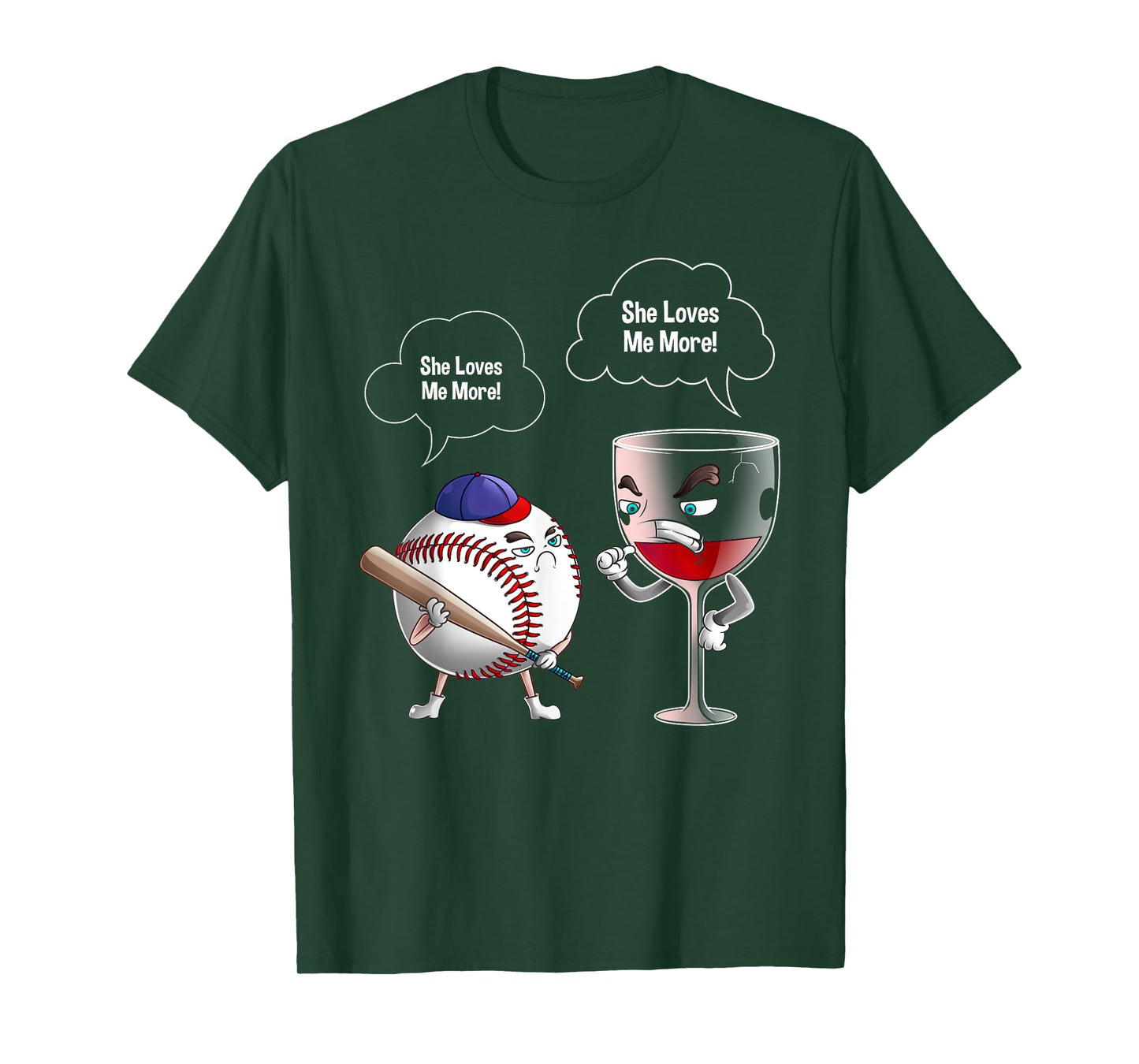 Cool She Loves Me Baseball And Wine Funny Drink Player Gift T-Shirt
