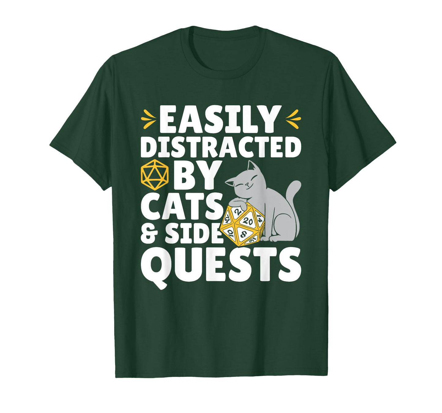 Easily Distracted Cats Side Quests Role Playing RPG Gamer T-Shirt
