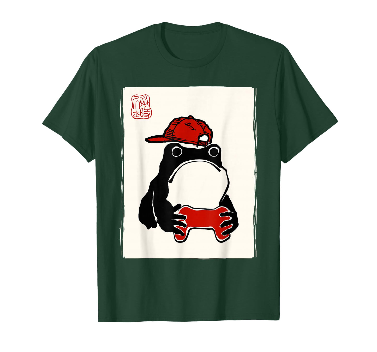 Grumpy Frog Gamer Bruh Ink Painting Japanese Funny Gamer T-Shirt