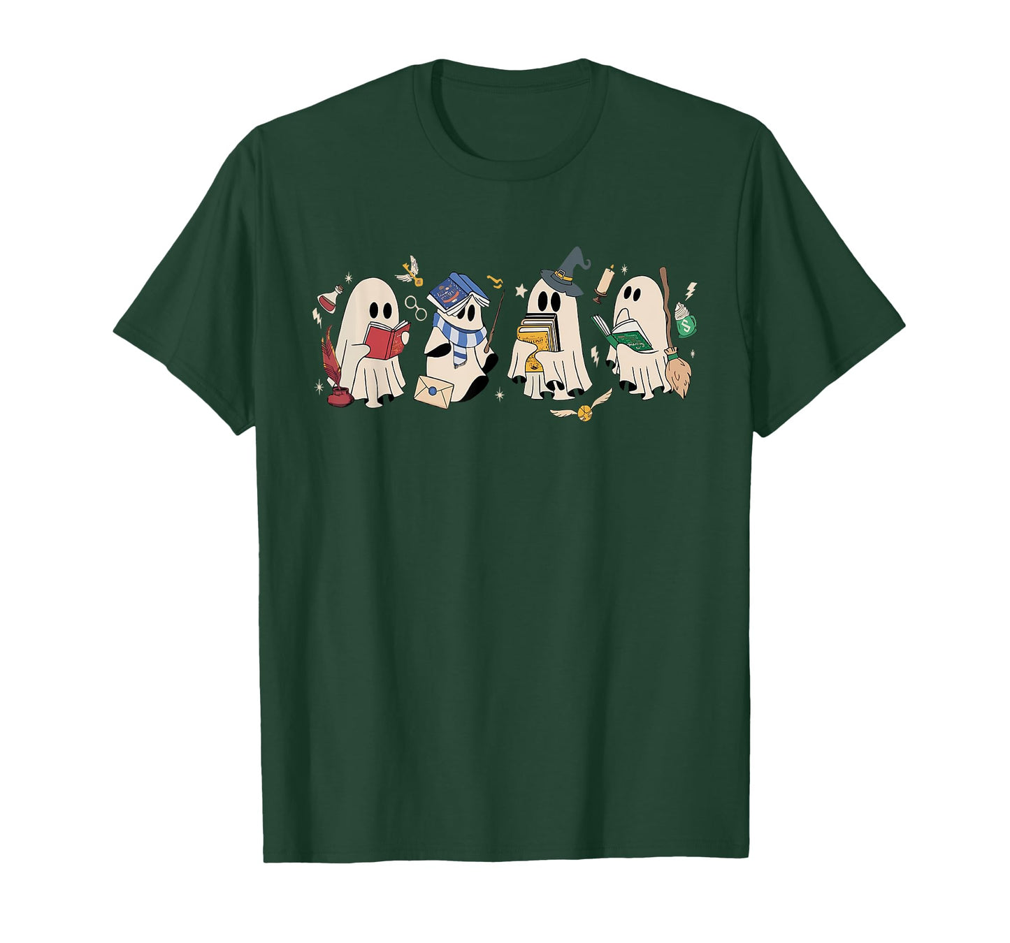 Funny Ghost Book Reading Halloween Books Lover Teacher T-Shirt