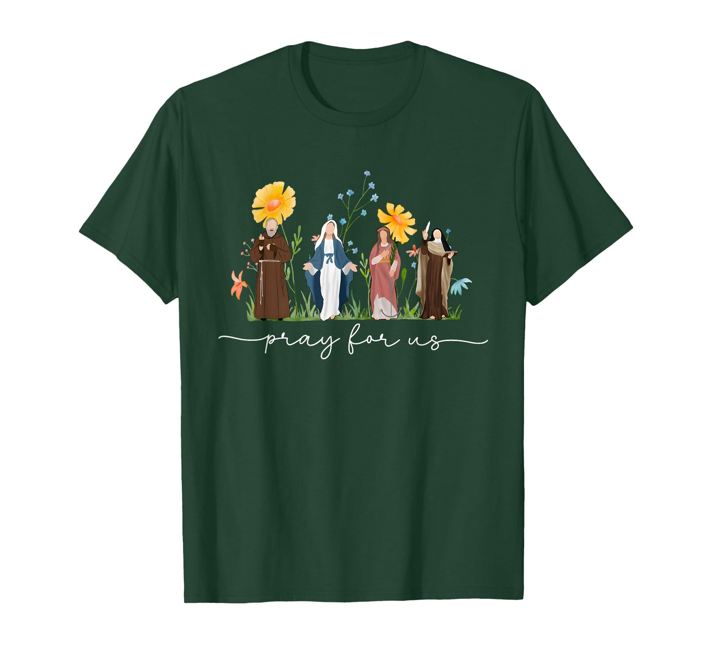 Catholic Saints Floral Women Religious Men Women Kids T-Shirt