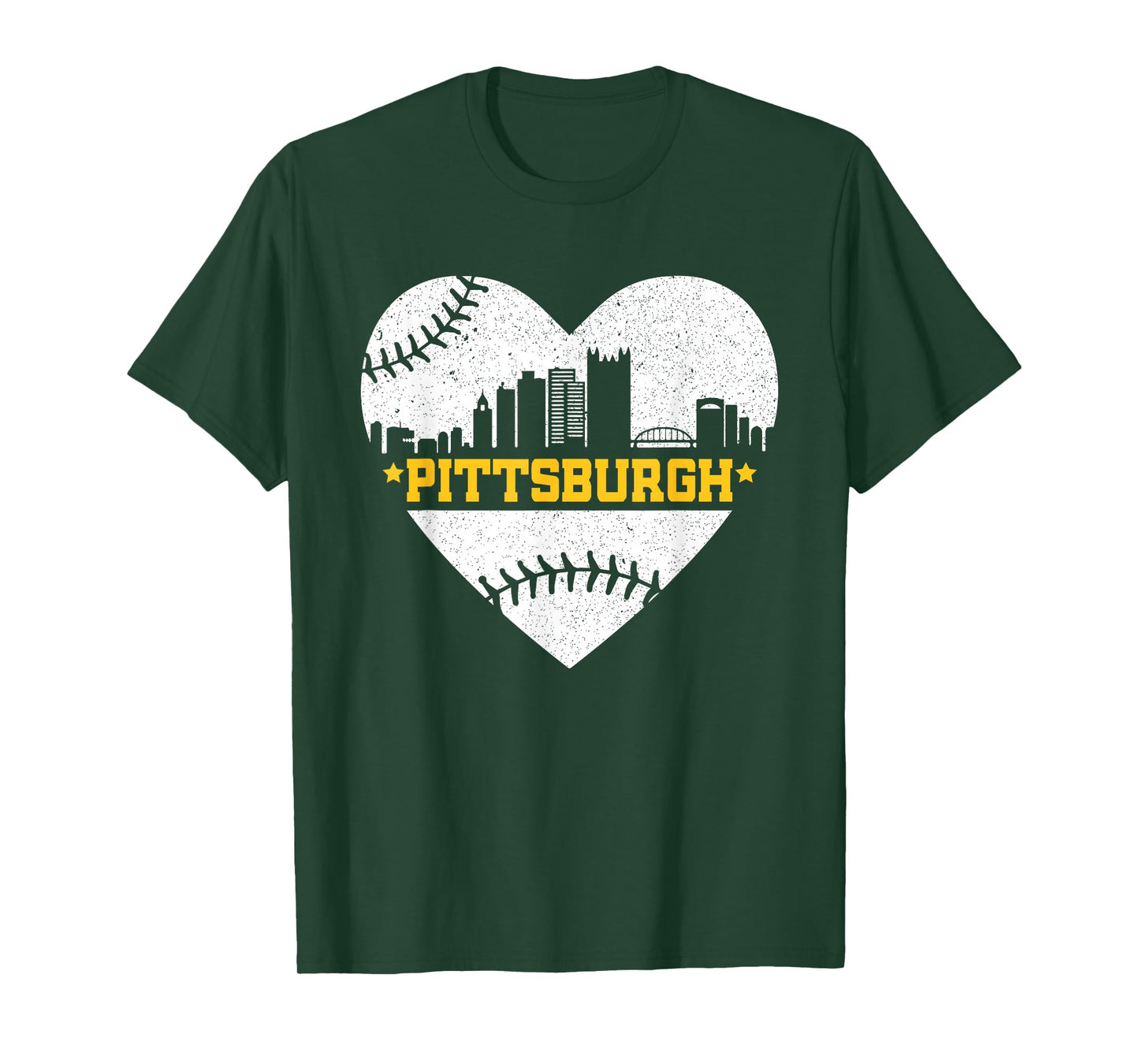 Pittsburgh Lovers Skyline Retro Baseball Heartbeat Men Women T-Shirt