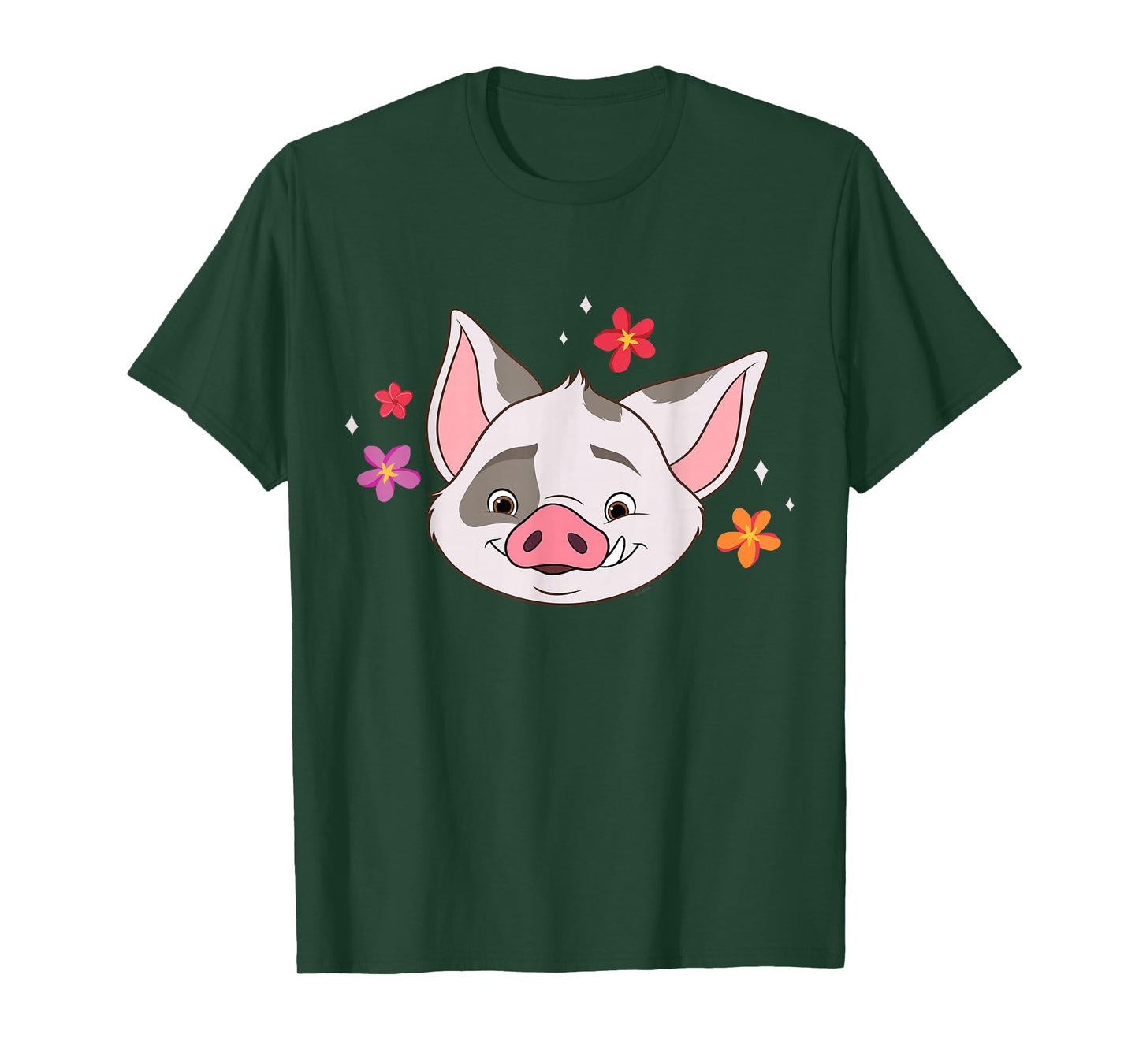 Disney Moana 2 Big Face Pua Tropical Flowers Cute Costume T-Shirt