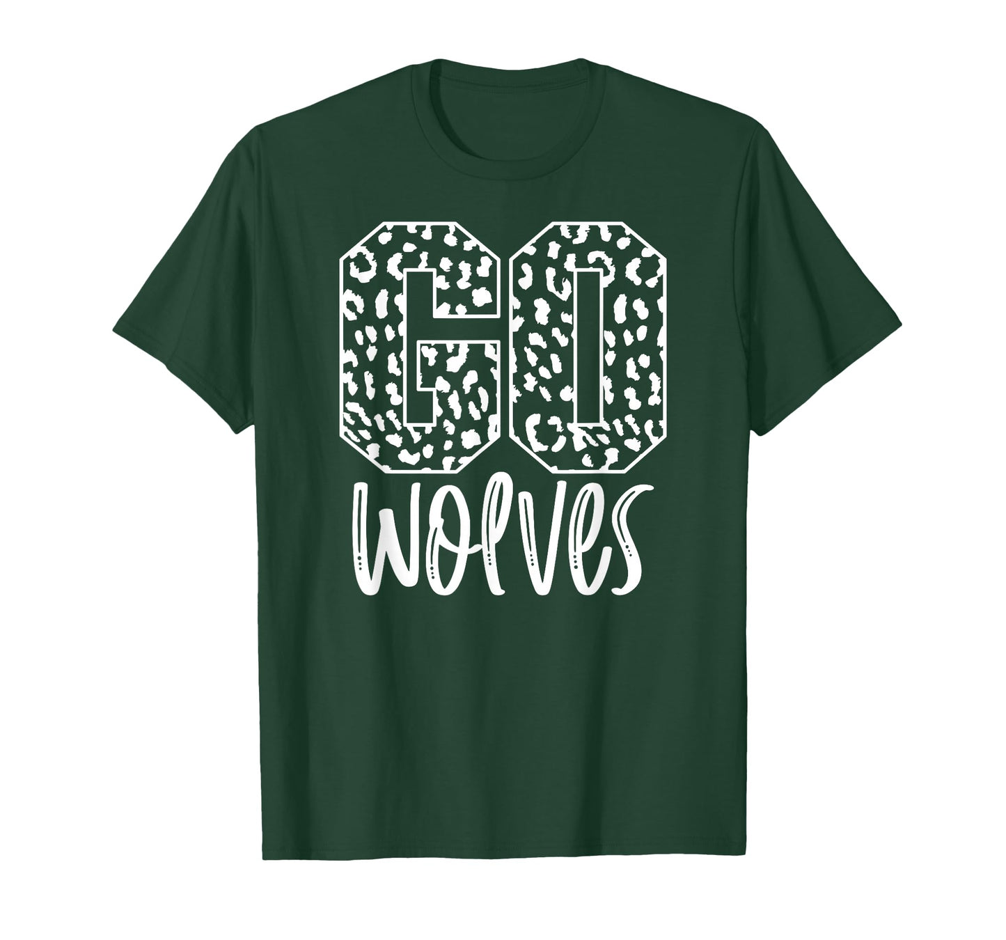 Wolves Team Mascot School Spirit Game Night Leopard Print T-Shirt