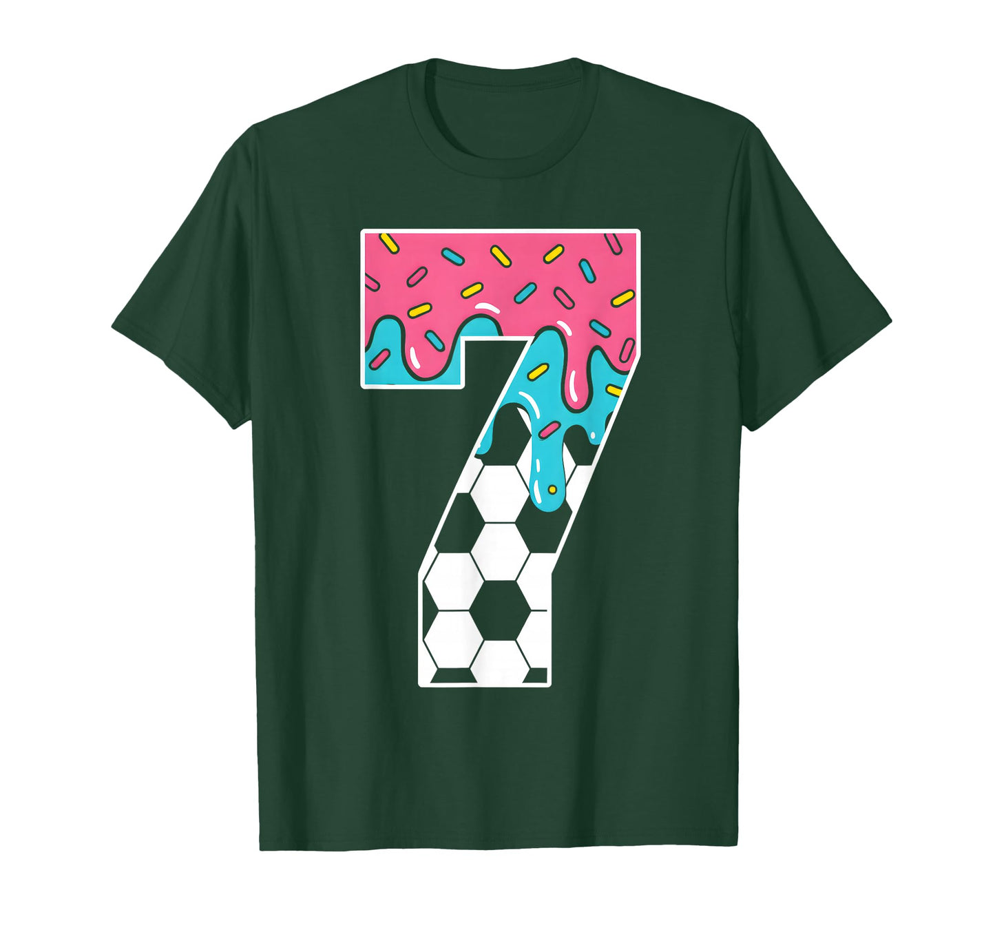 Soccer 7 Year Old Ice Cream Drip Youth 7th Birthday Boy 7 T-Shirt
