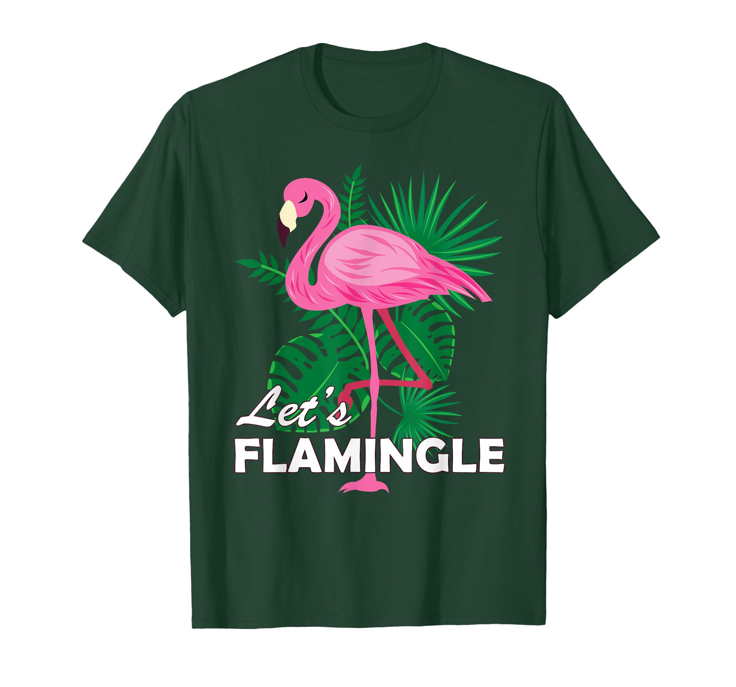 Cute Pink Flamingo Graphic Lets Flamingle Birthday Gift T-Shirt