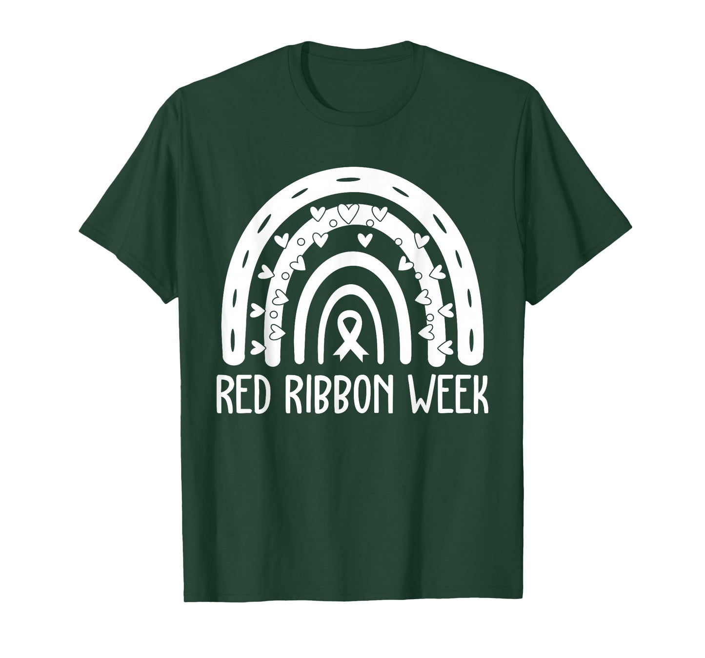 Red Ribbon Week Rainbow Men Women Kids Red Ribbon T-Shirt
