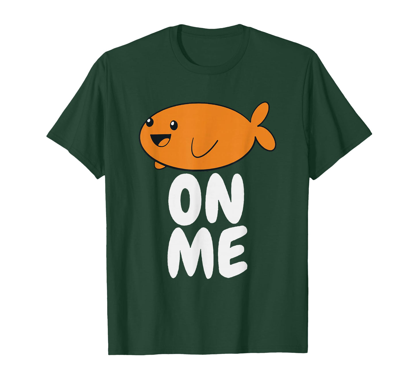 Gift For Kids Fish On Me Tee Unisex-Kids Black Cartoon Fish T-Shirt Small