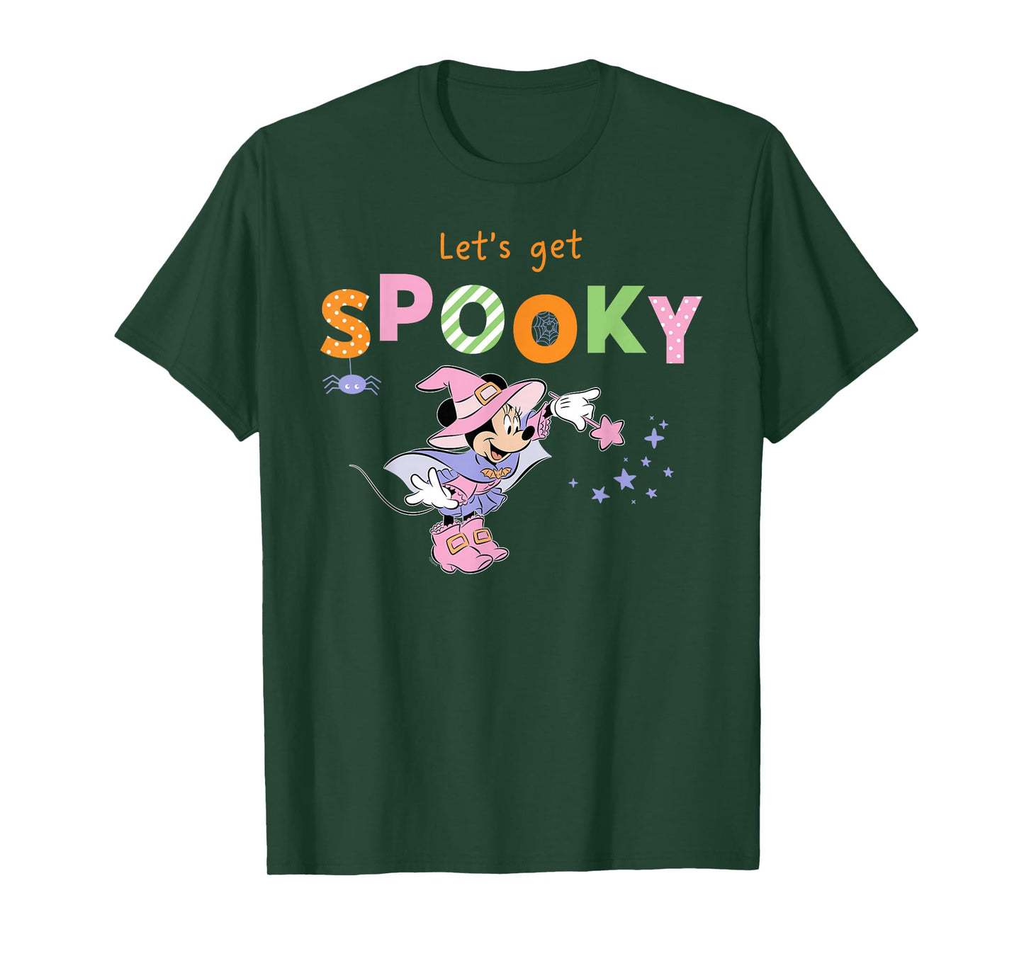 Disney Minnie Mouse "Let's Get Spooky" Cute Halloween Witch T-Shirt