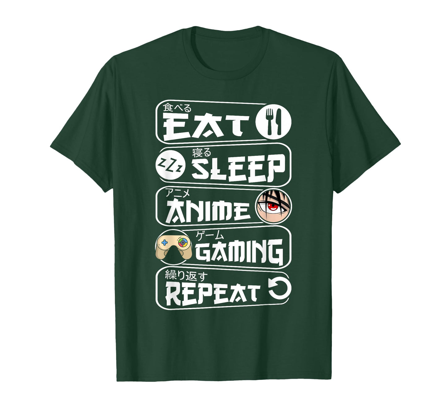 Eat Sleep Anime Gaming Shirt Repeat Kawaii Anime Gamer T-Shirt