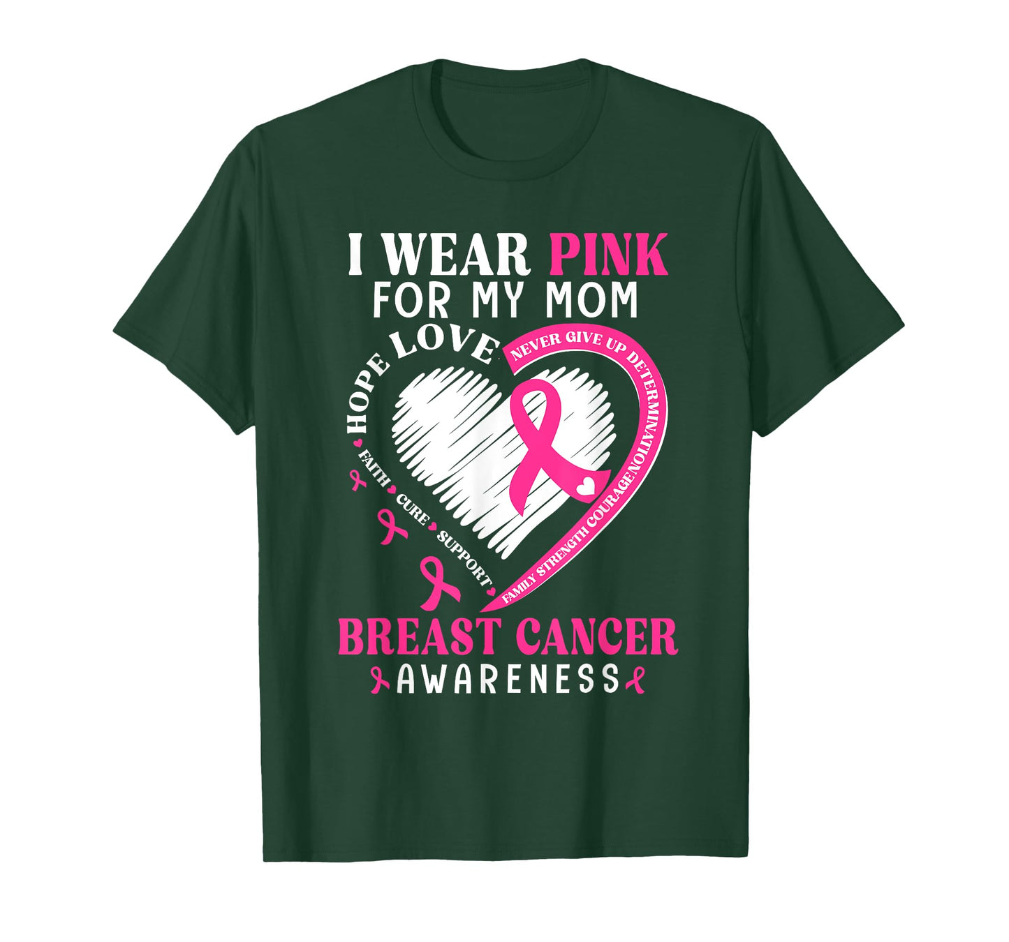 I Wear Pink for My Mom Pink Ribbon Breast Cancer Awareness T-Shirt