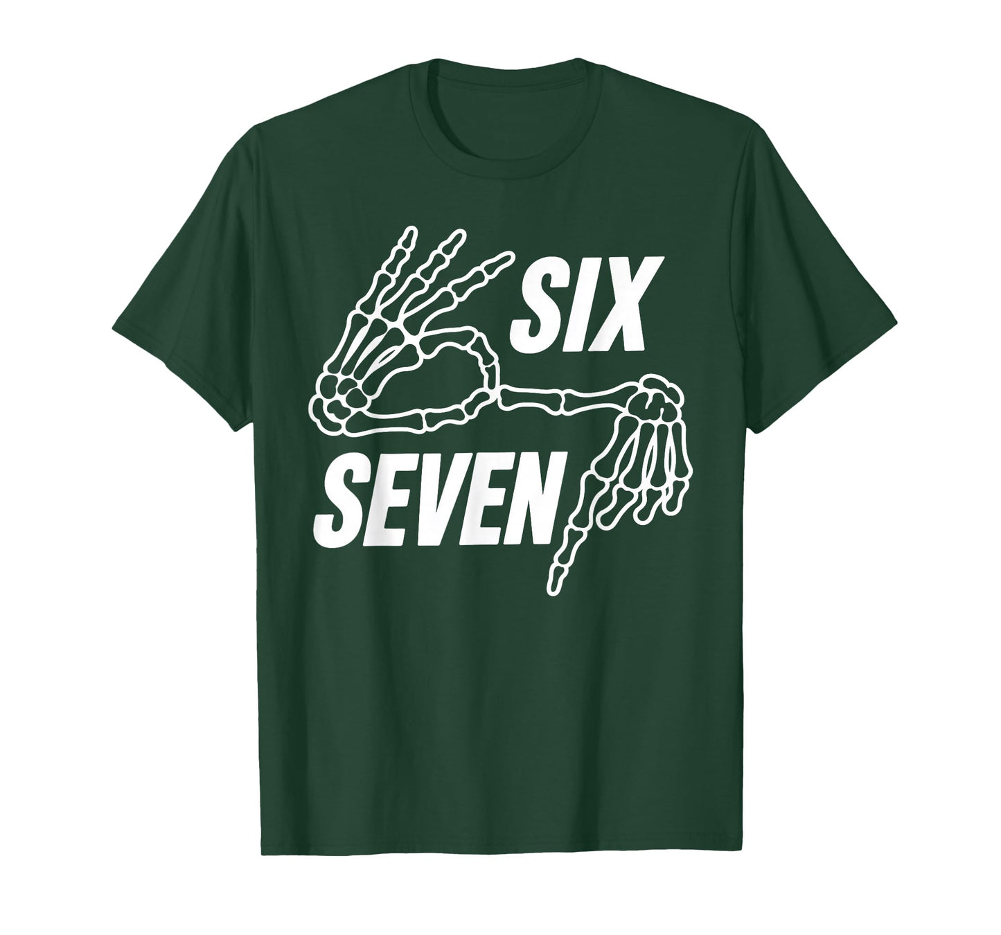 Six Seven 6 7 Meme Skeleton Hands Sign T-Shirt