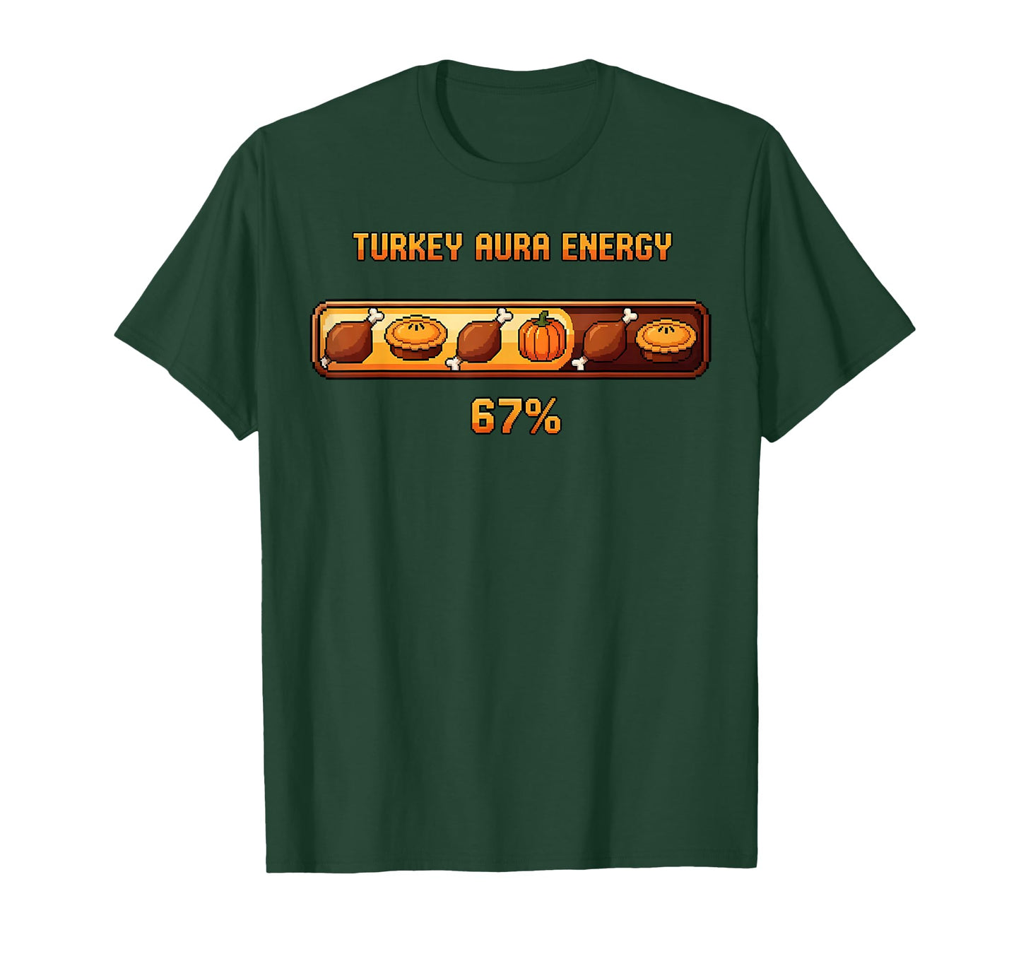 Thanksgiving Turkey Aura Energy at 67 Funny Six Seven Meme T-Shirt
