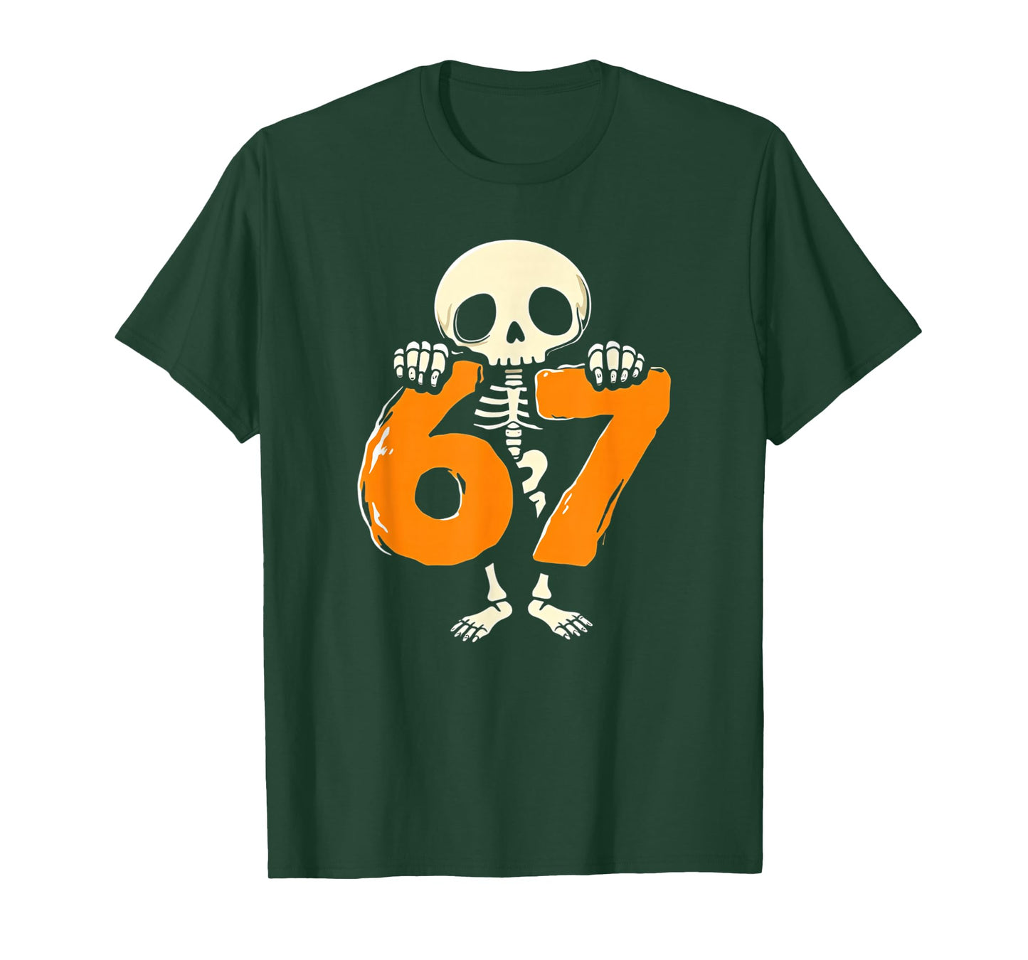 67 Halloween Brainrot Meme 6 7 Numbers Six Seven Skeleton T-Shirt