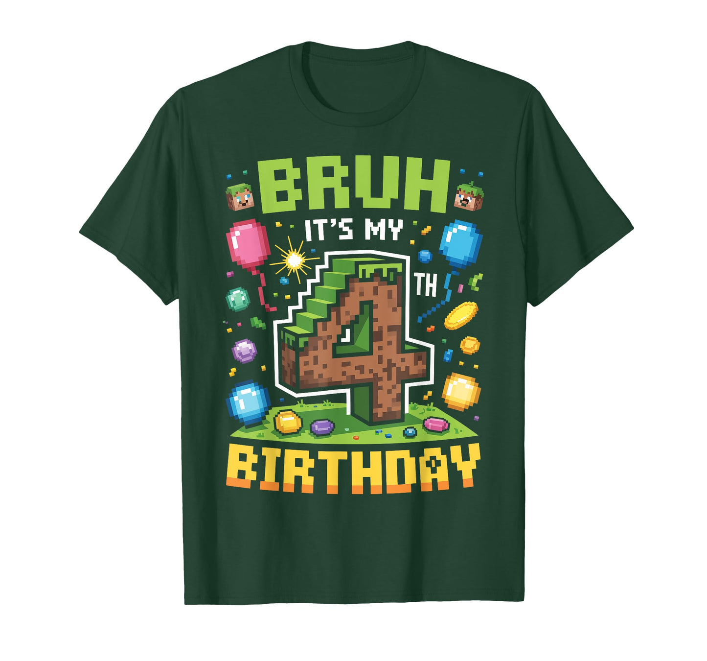 Birthday Boy Shirt Bruh It's My 4th Birthday Video Gamer T-Shirt