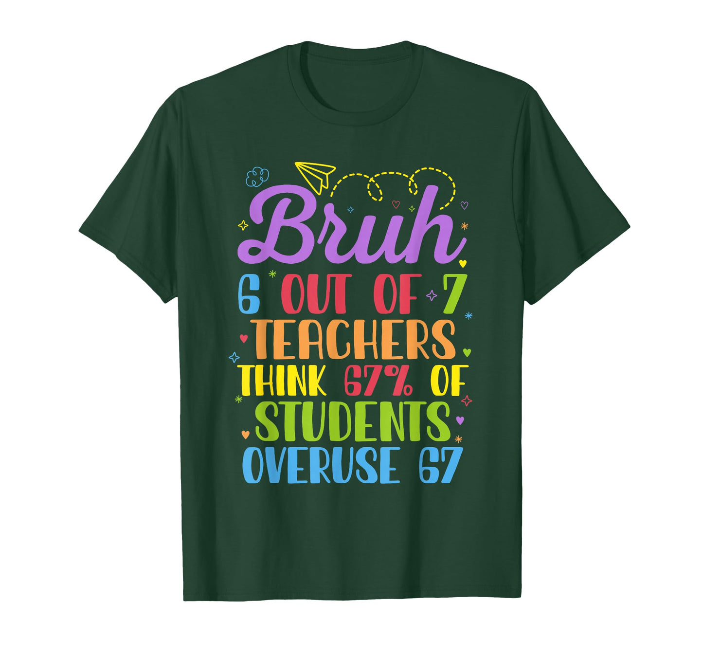 6 Out of 7 Teachers Think 67% of Students Overuse 67 Funny T-Shirt