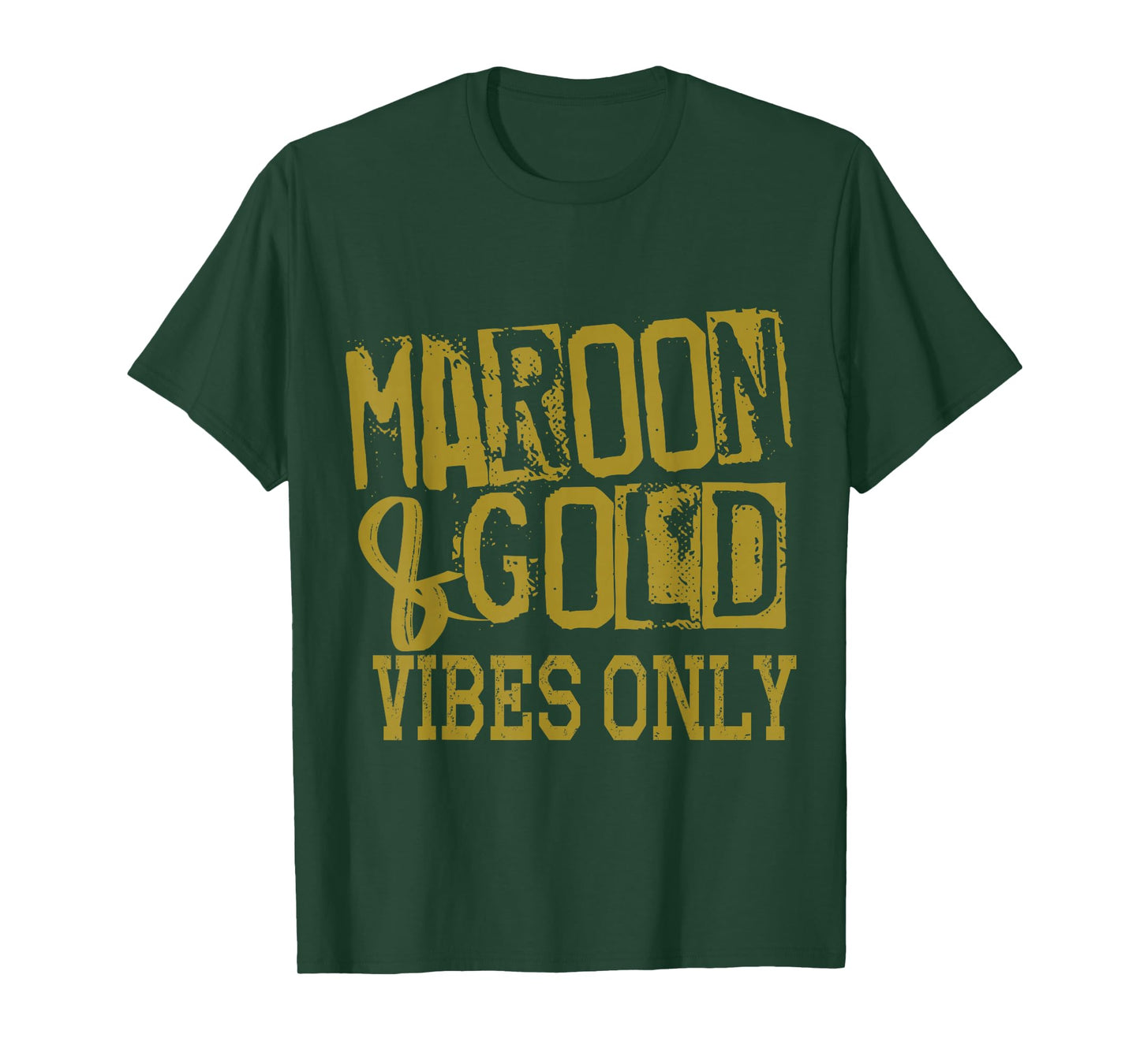 Maroon Gold Vibes Only Game Day Tee High Middle School Sport T-Shirt