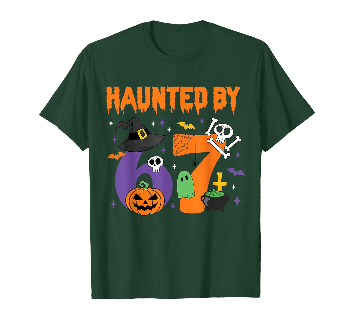 Haunted by 67 Funny Six Seven Meme 6 7 Halloween Costume Kid T-Shirt