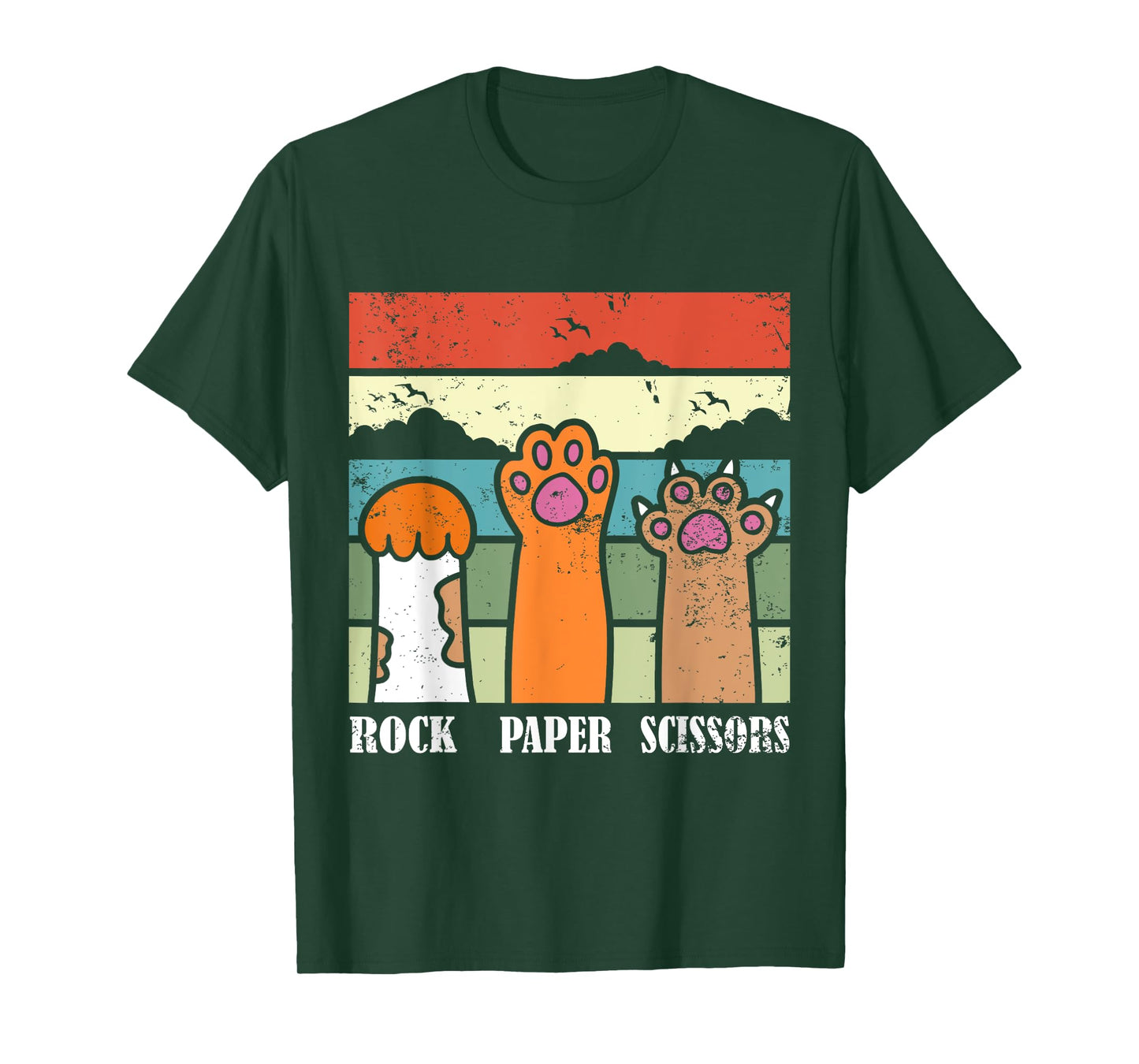 Rock Paper Scissors Game Kitten Lover Animal Paws Cat T-Shirt