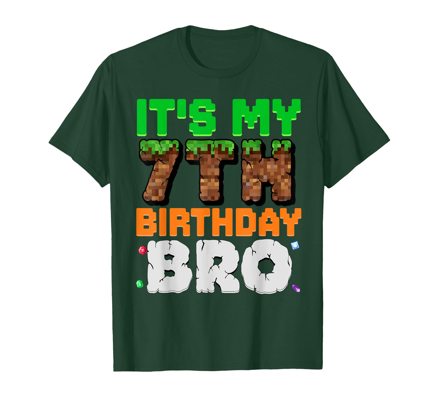 It's My 7th Birthday Bro Pixel Game 7 Year Old Birthday Boy T-Shirt