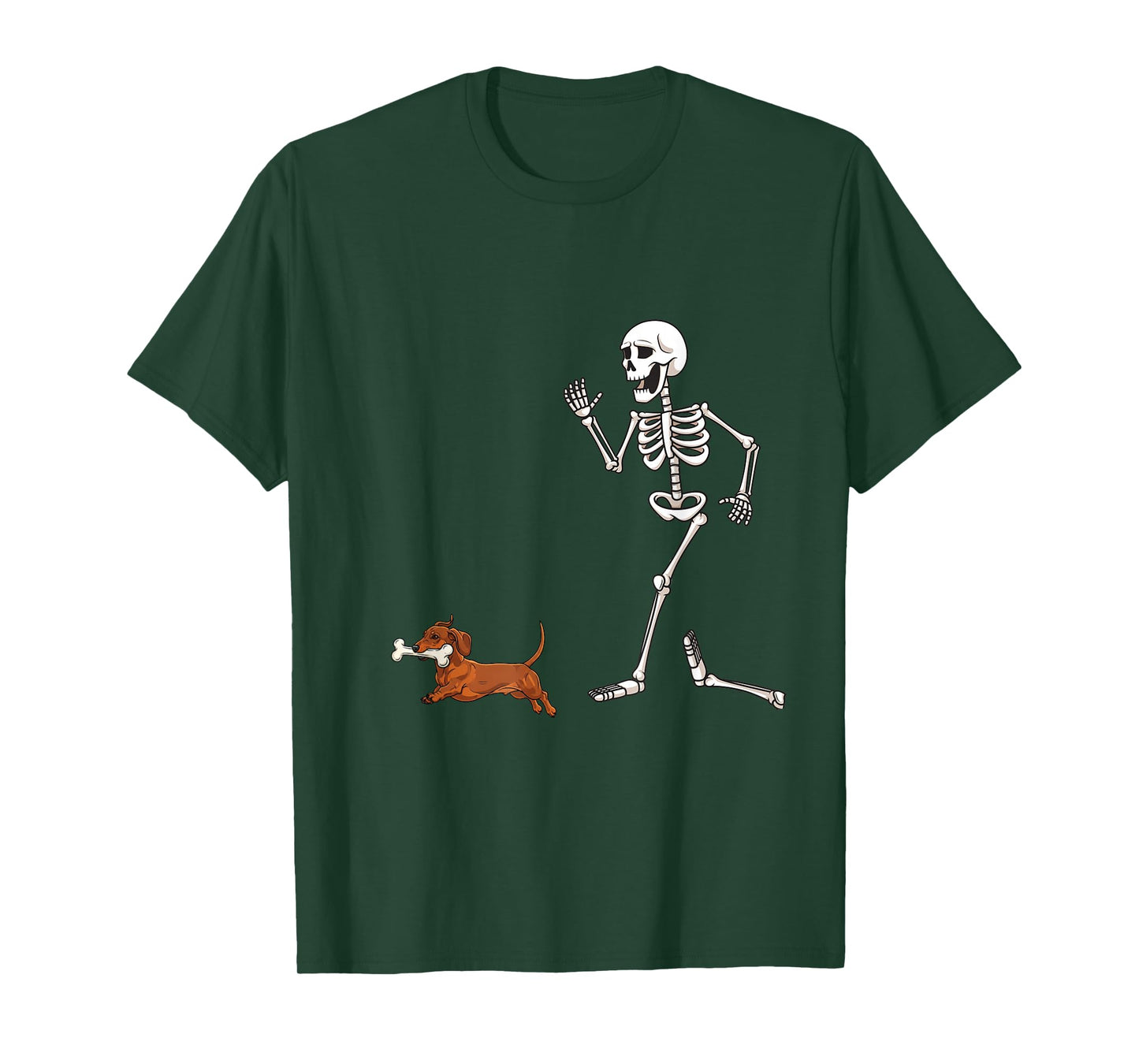 Funny Halloween Dachshund and Skeleton T-Shirt