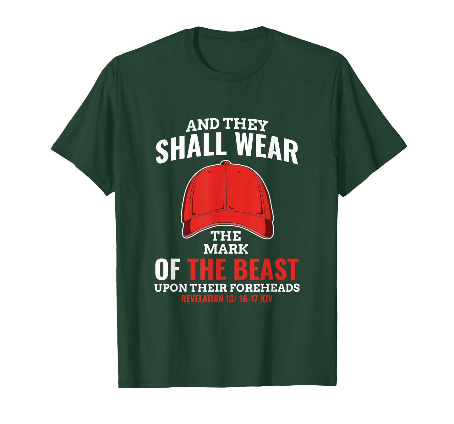 Funny Anti Trump Mark Of The Beast Red Hat Liberal Gift T-Shirt