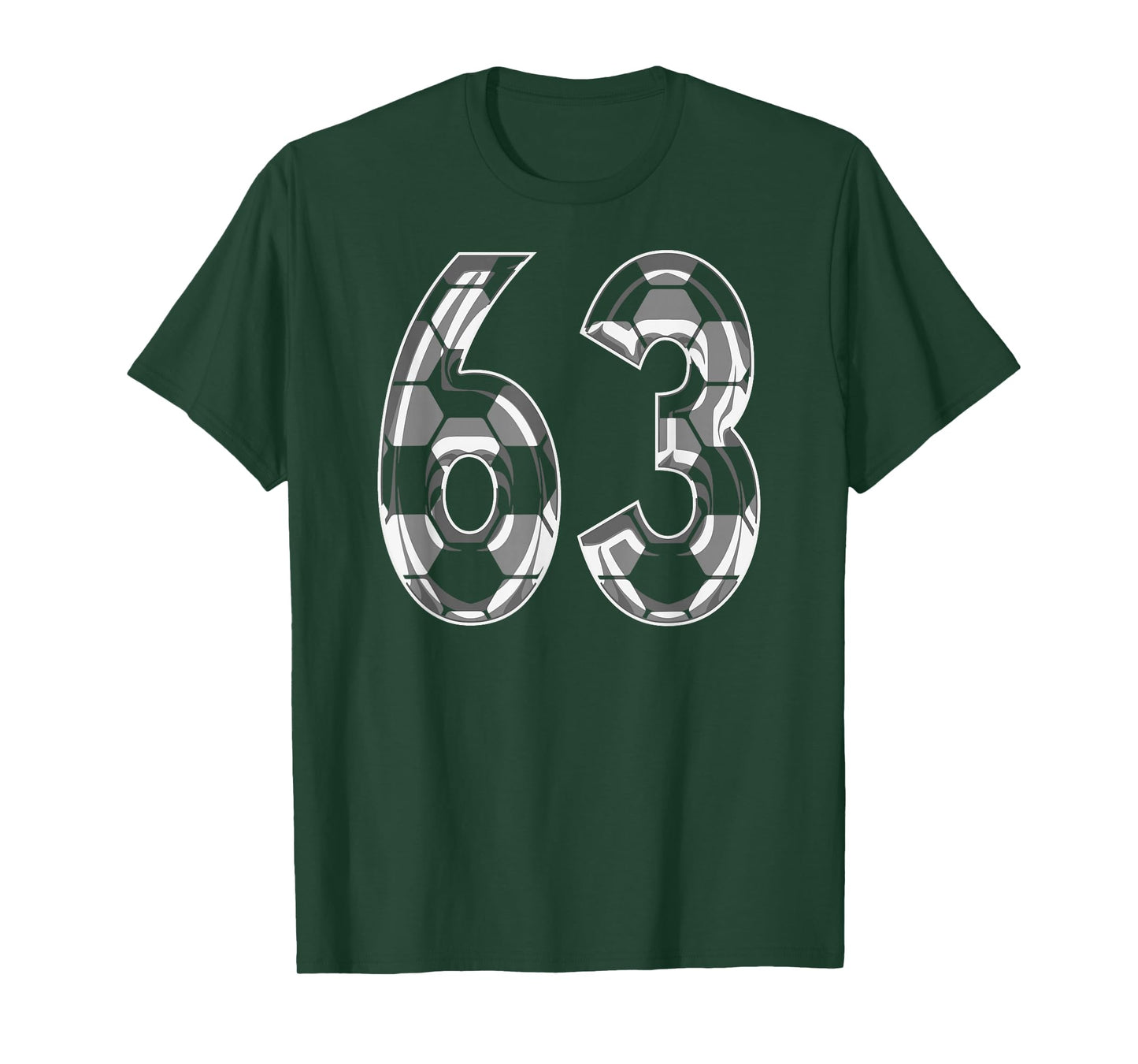 Silver Soccer Pattern Number 63 Jersey Player Uniform #63 T-Shirt